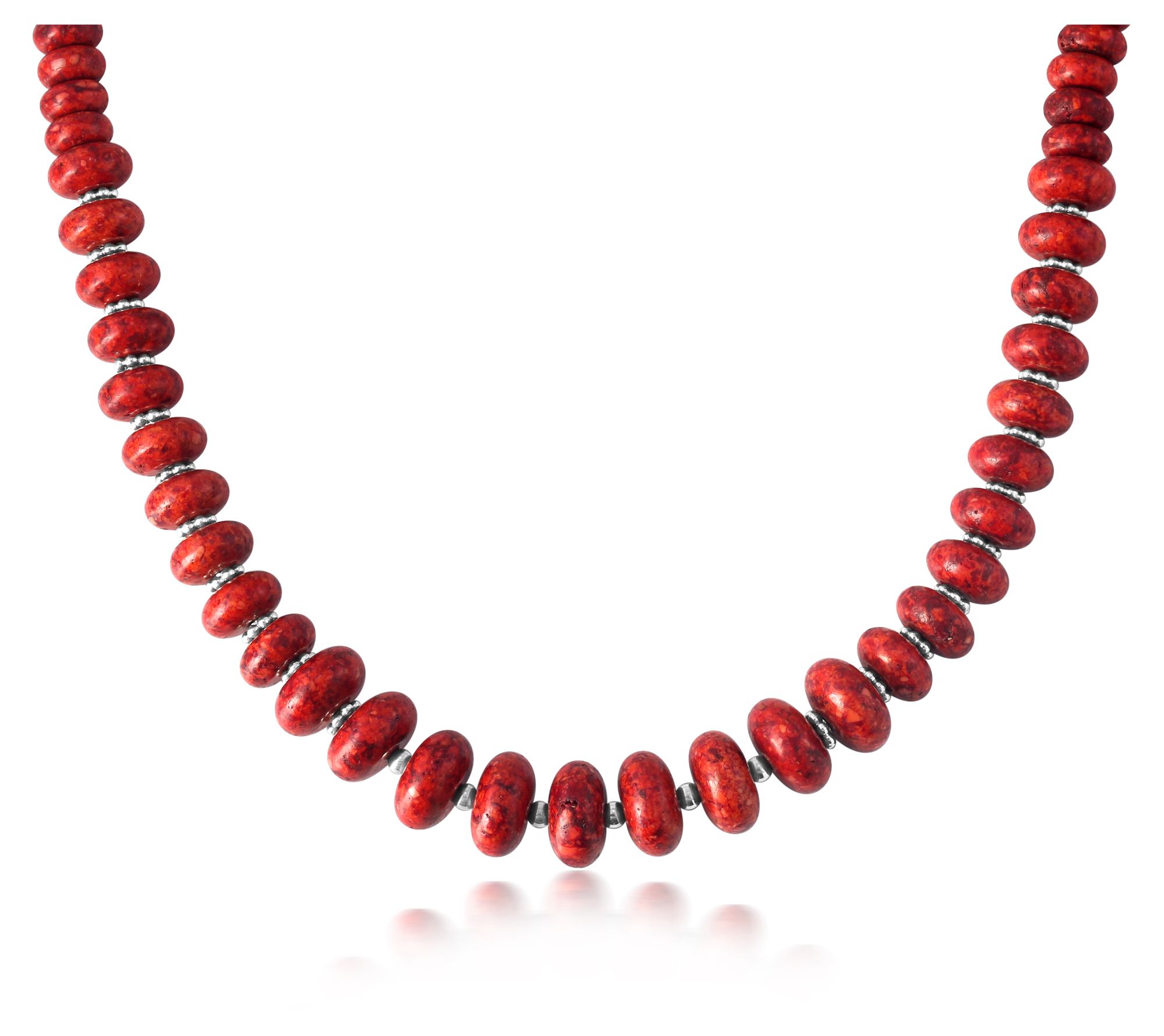 American West Sterling Sponge Coral Bead ToggleNecklace