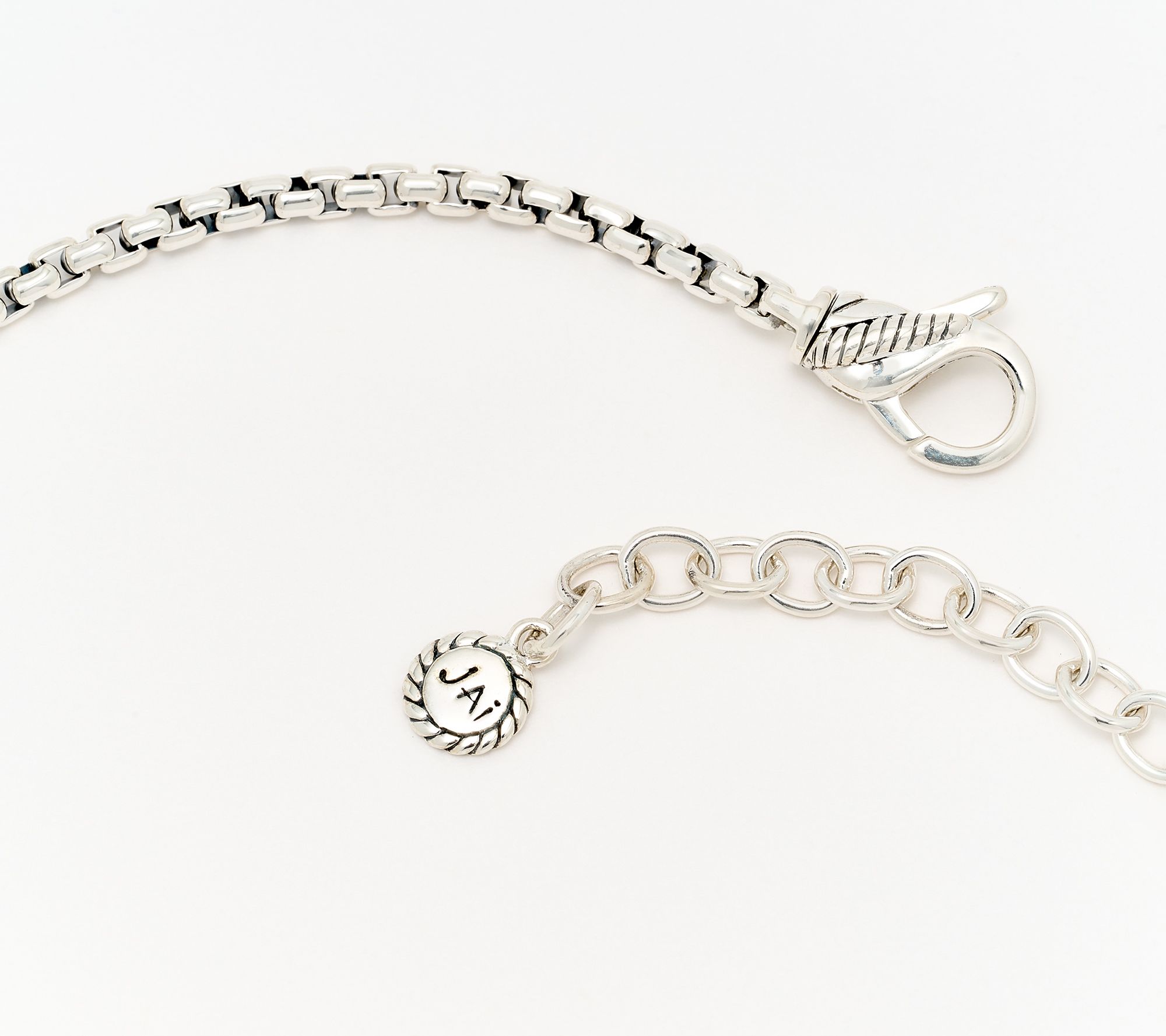 JAI Sterling Silver Pave Gemstone Symbols of Love Charm Necklace