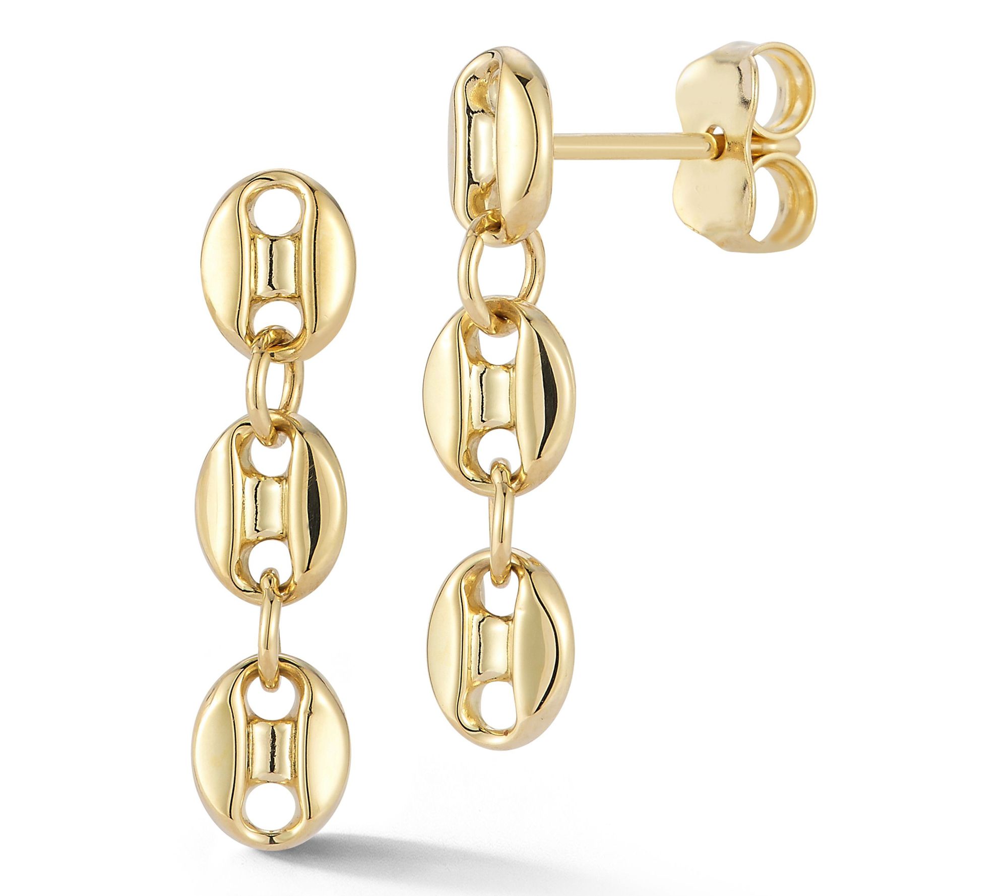 Luminosa Gold Triple Mariner Link Drop Earrings, 14K