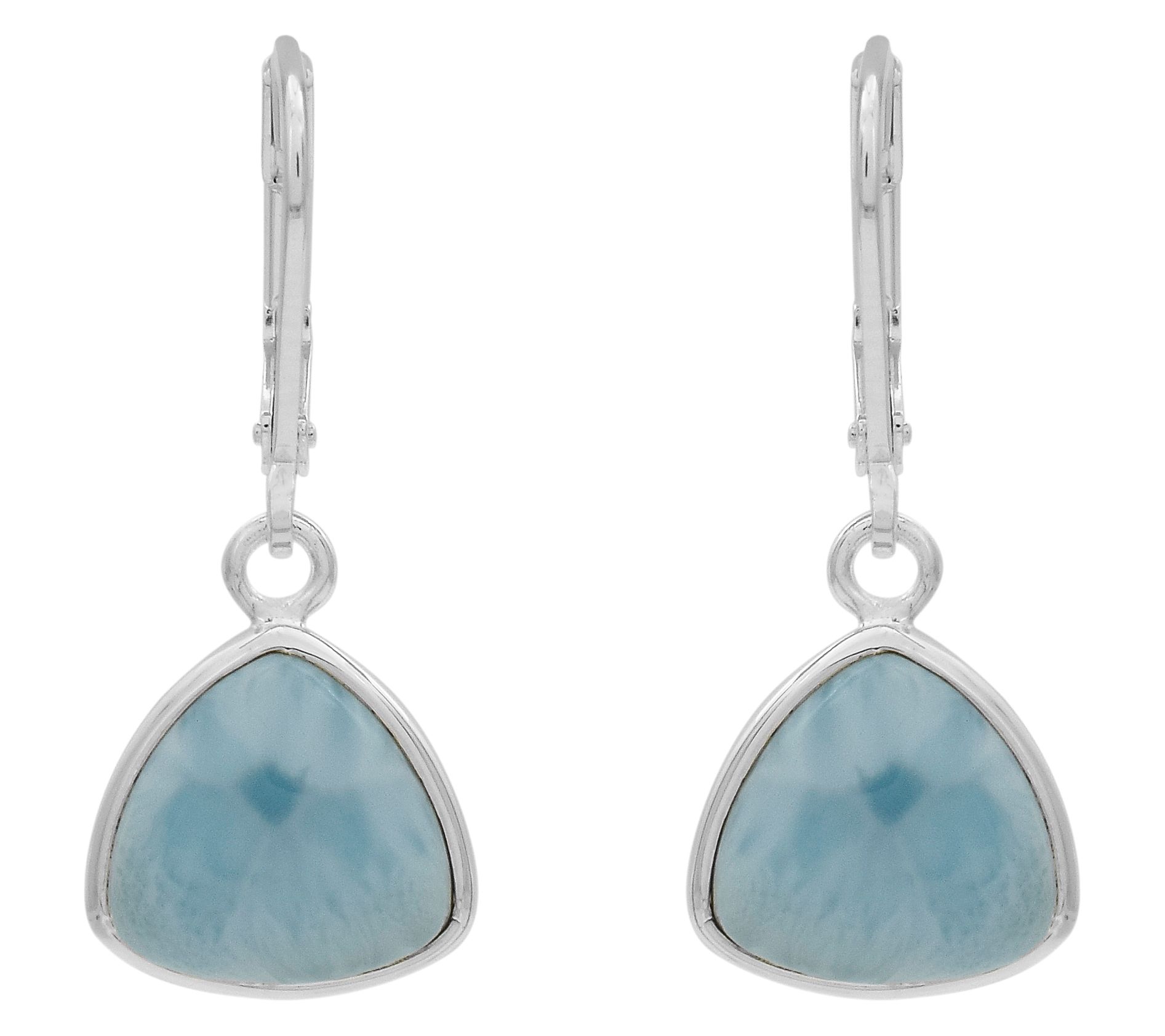 Affinity Gems Larimar Trillion Cut Drop Earrings, Sterling