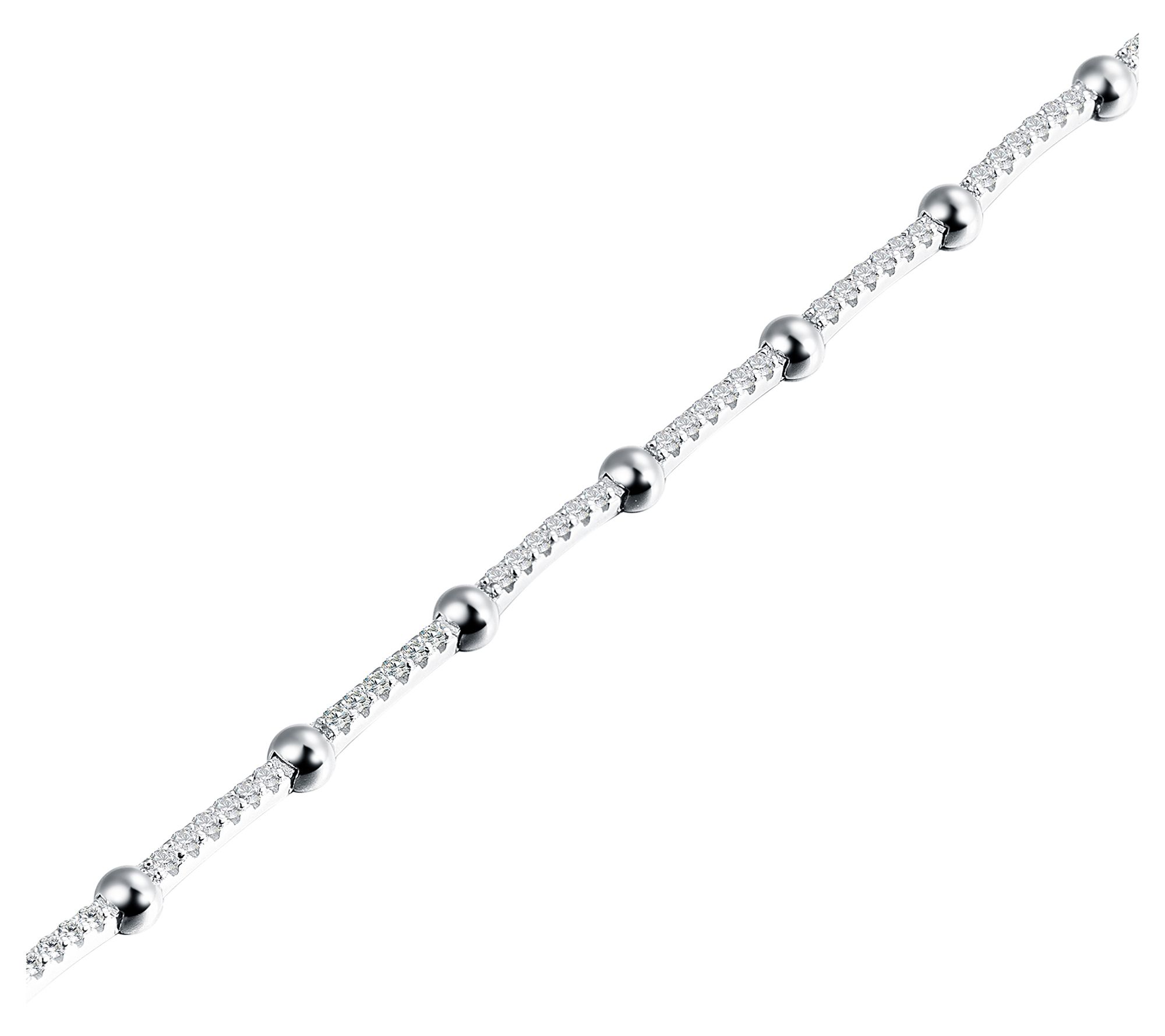 Diamonique Ball Station Pave Bracelet, Sterling Silver