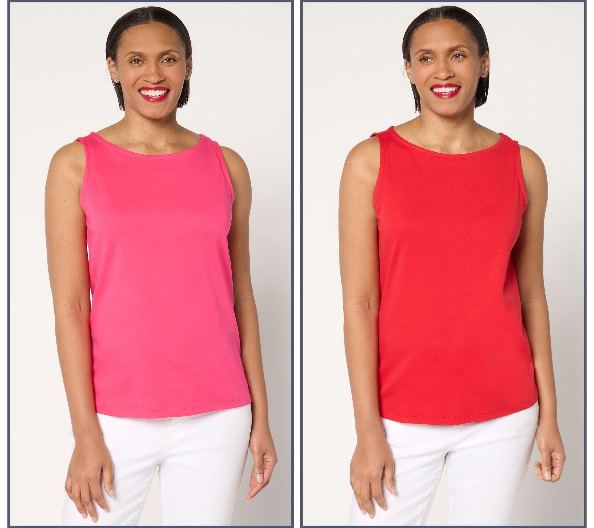 Isaac Mizrahi Live! Essentials Set of 2 Pima Cotton Tanks