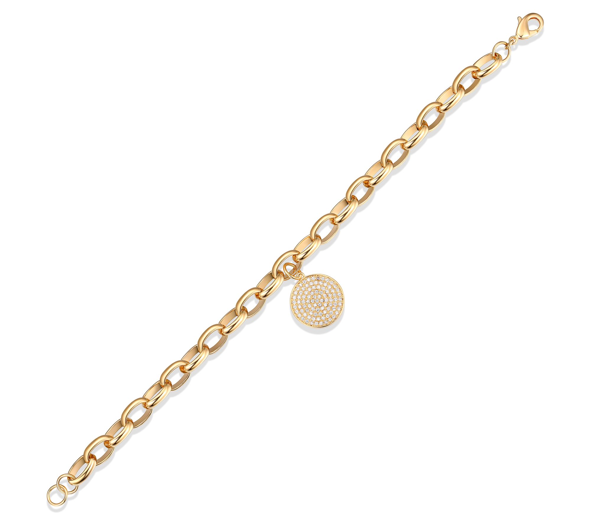 Diamonique Oval Link Charm Bracelet