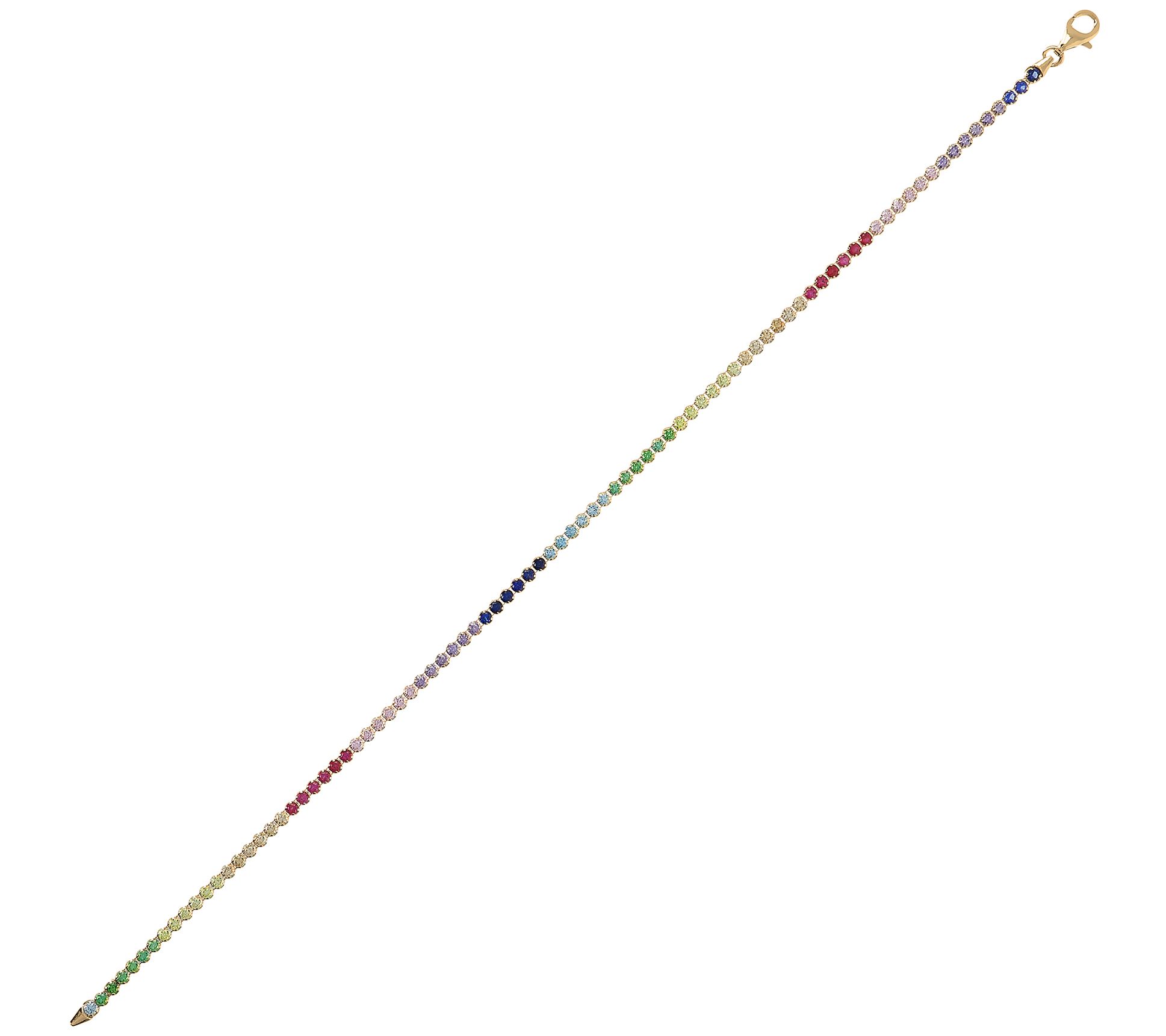 Diamonique Rainbow Tennis Ankle Bracelet, Sterl ing Silver