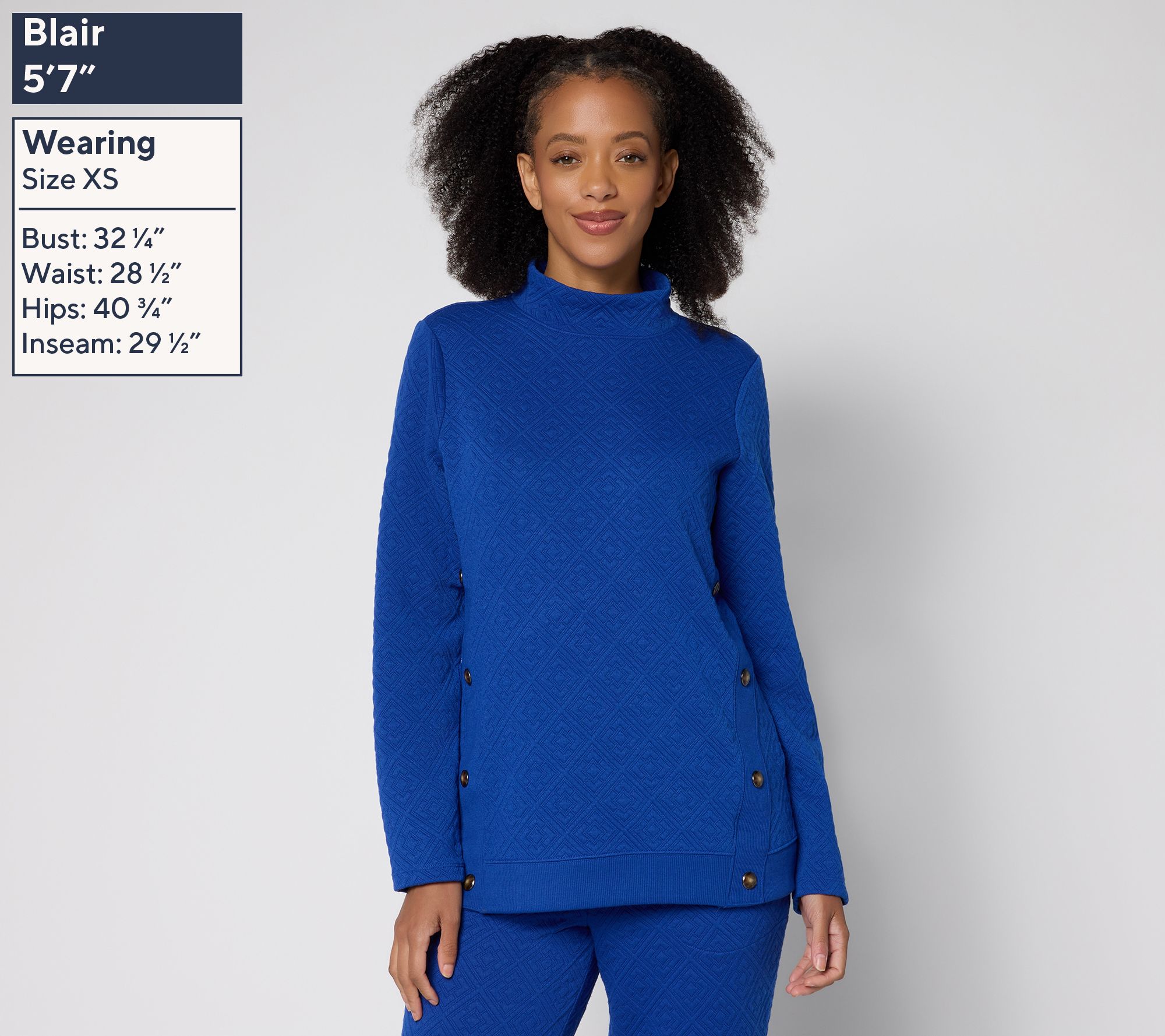 Denim & Co. Active Patterned Jacquard Mock Neck Top