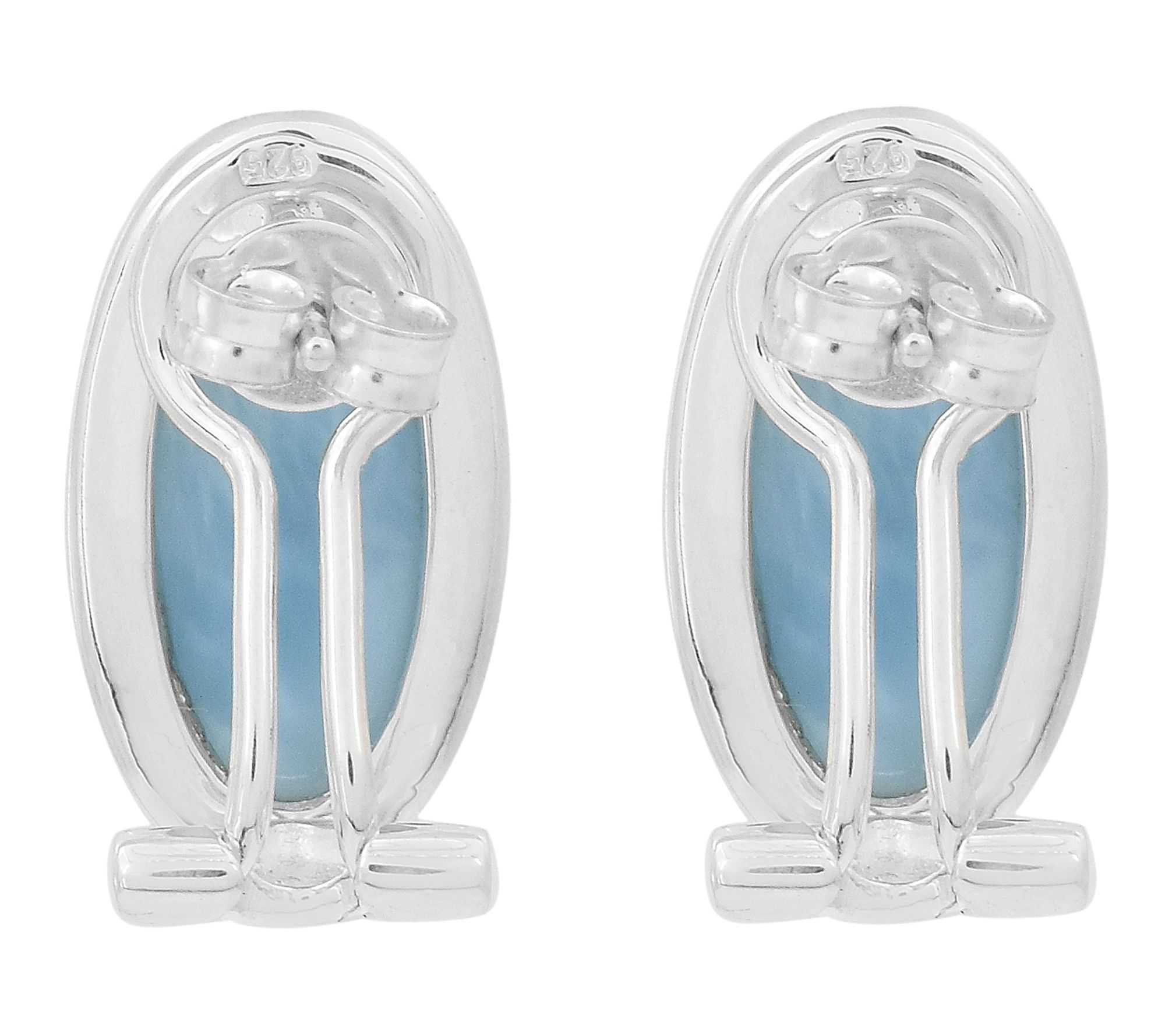 Affinity Gems Oval Larimar Button Earrings, Sterling Silver