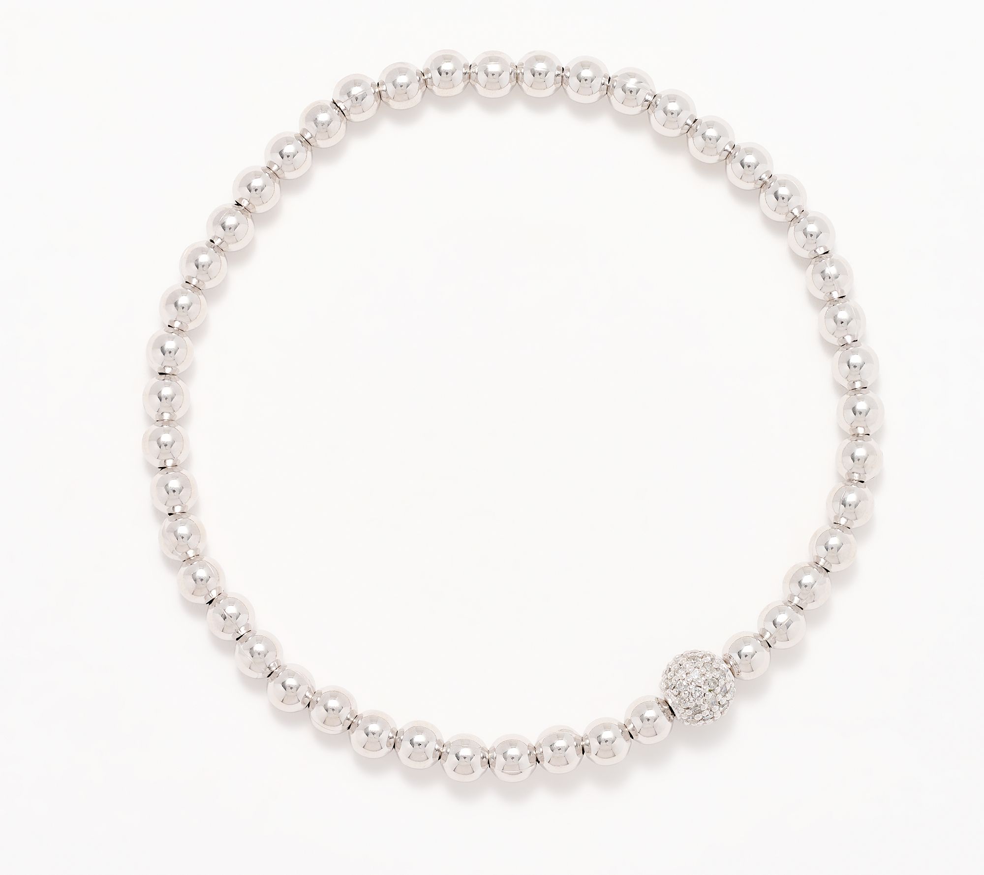 Accents by Affinty Single Pave Bead 0.24 cttw Bracelet, Sterl