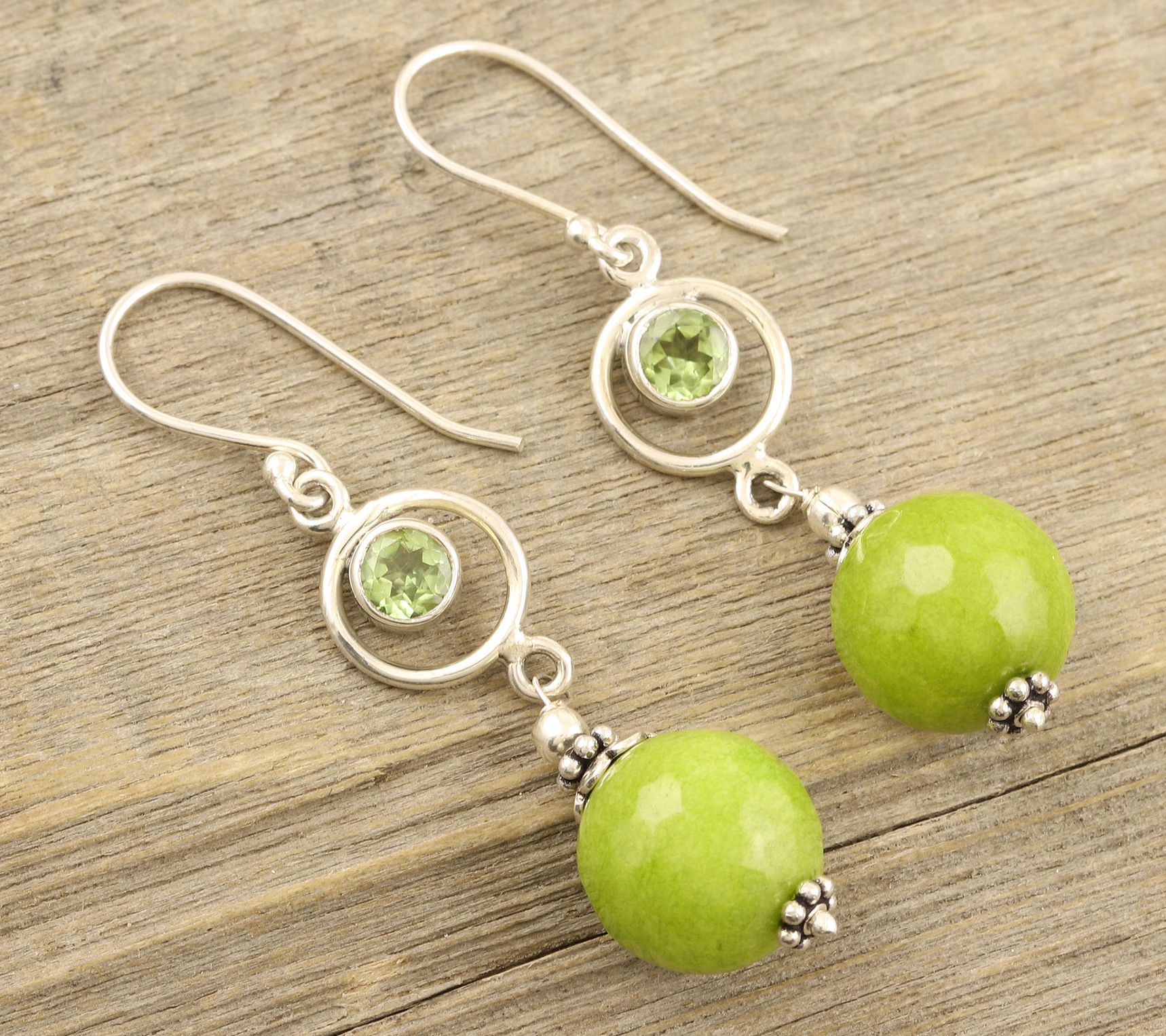 Novica Sterling Agate and Peridot Earrings