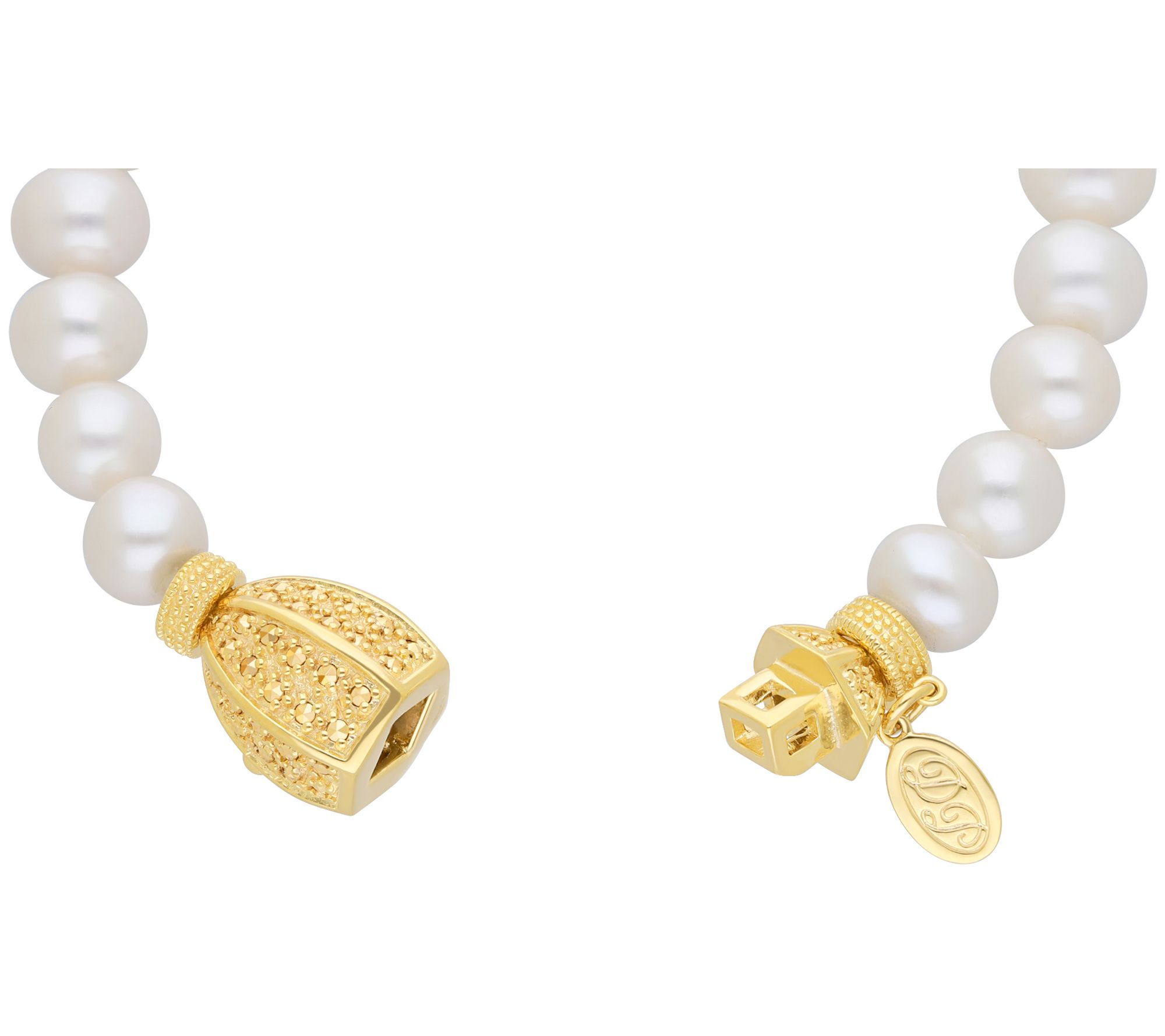 Dallas Prince Marcasite & Cultured Pearl Bracelet, 14K Clad