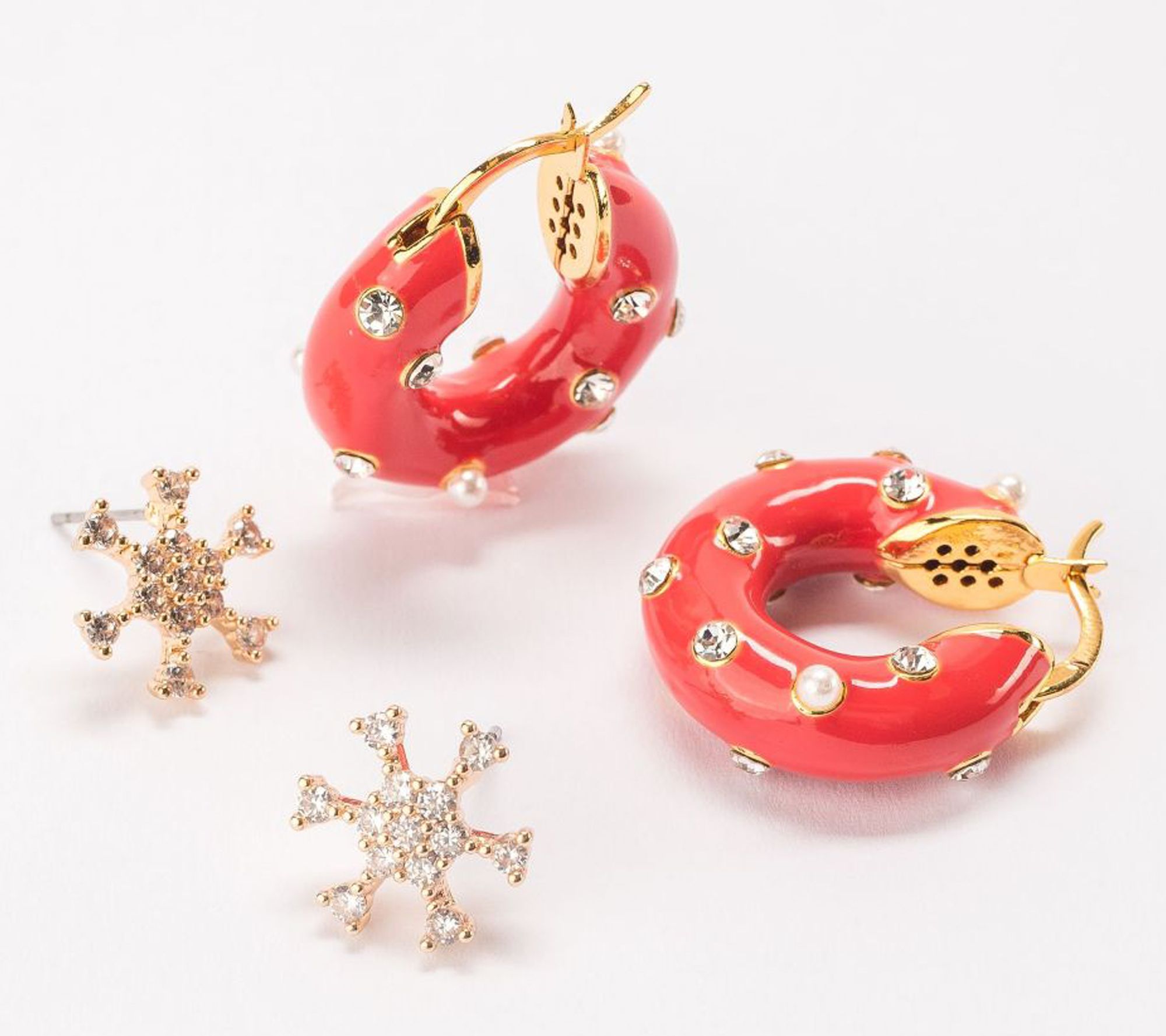 Violet & Brooks Enamel Holiday Hoop & Stud DuetEarrings