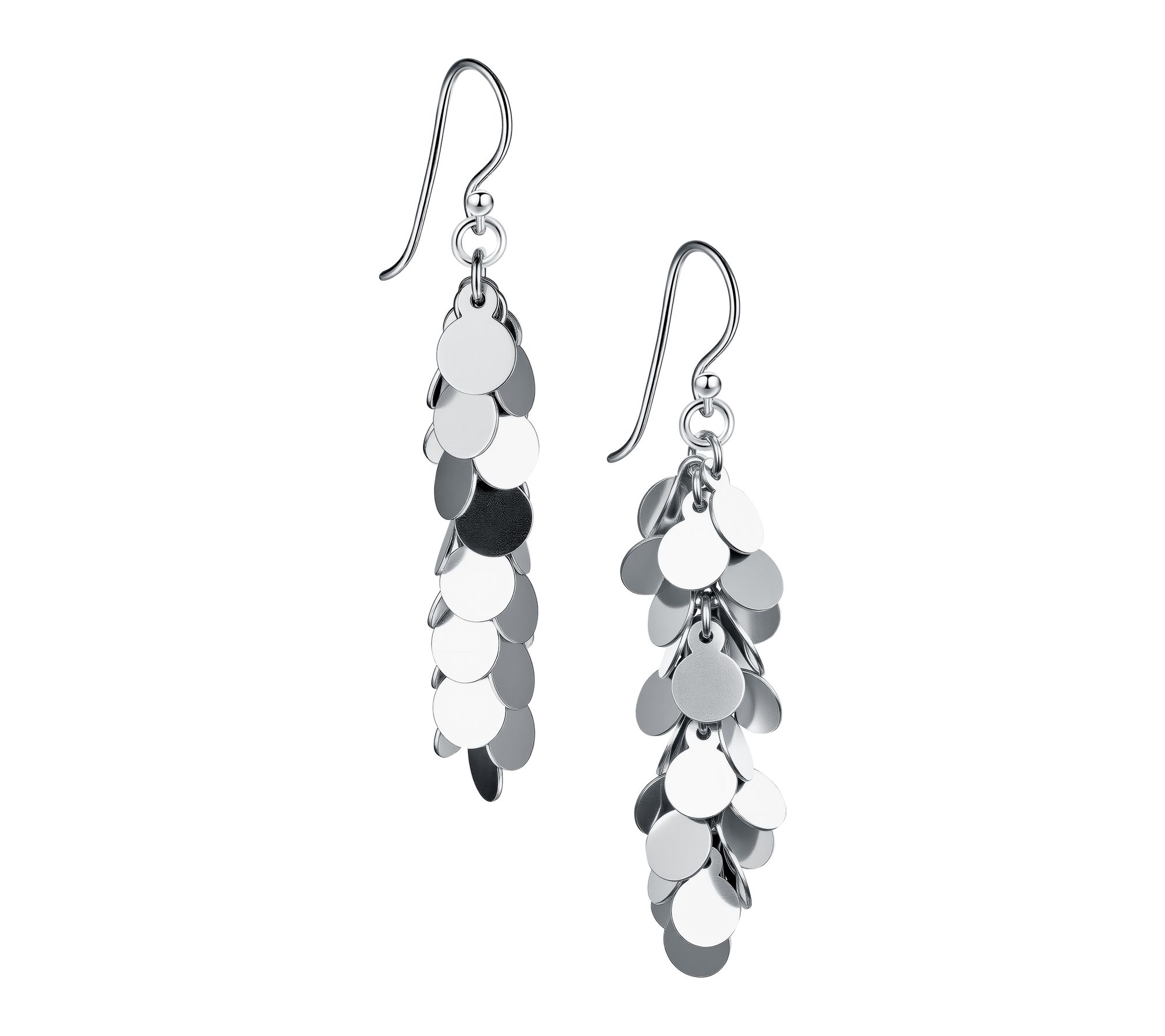 Silver Style Disc Charm Drop Earrings, Sterling