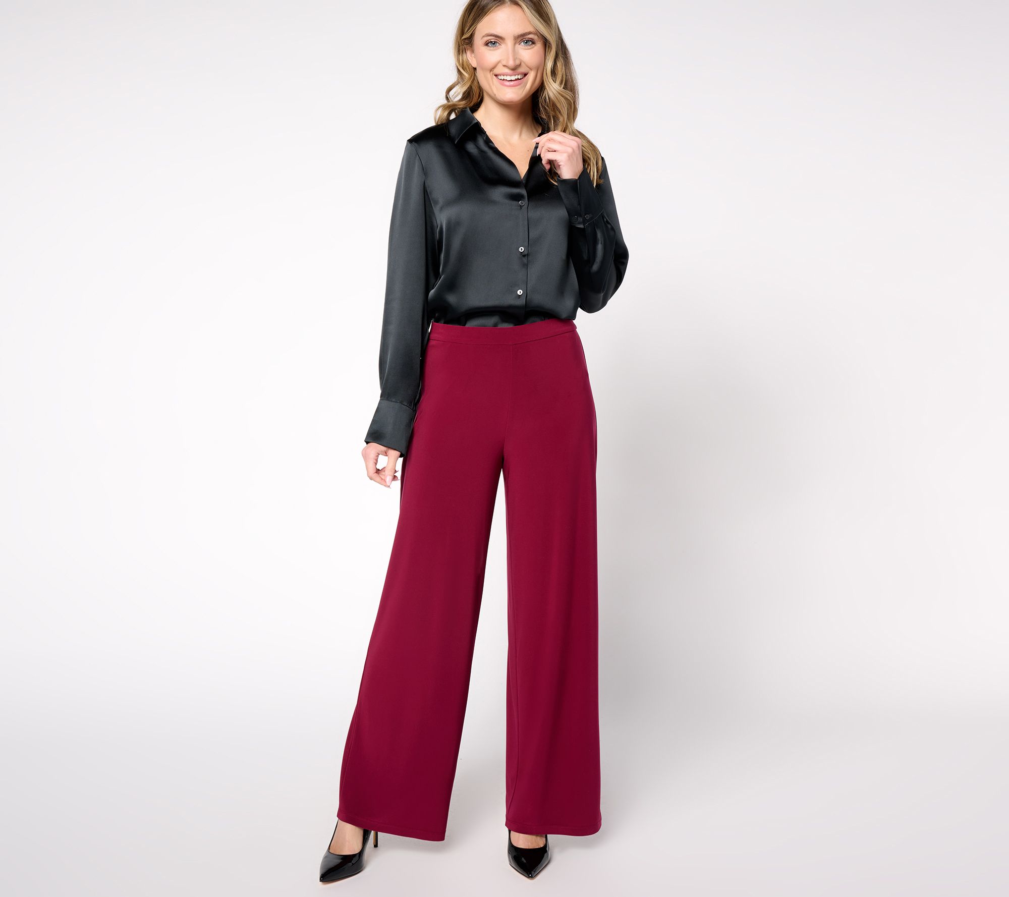 Dennis Basso Regular Italia Knit Wide Leg Pants