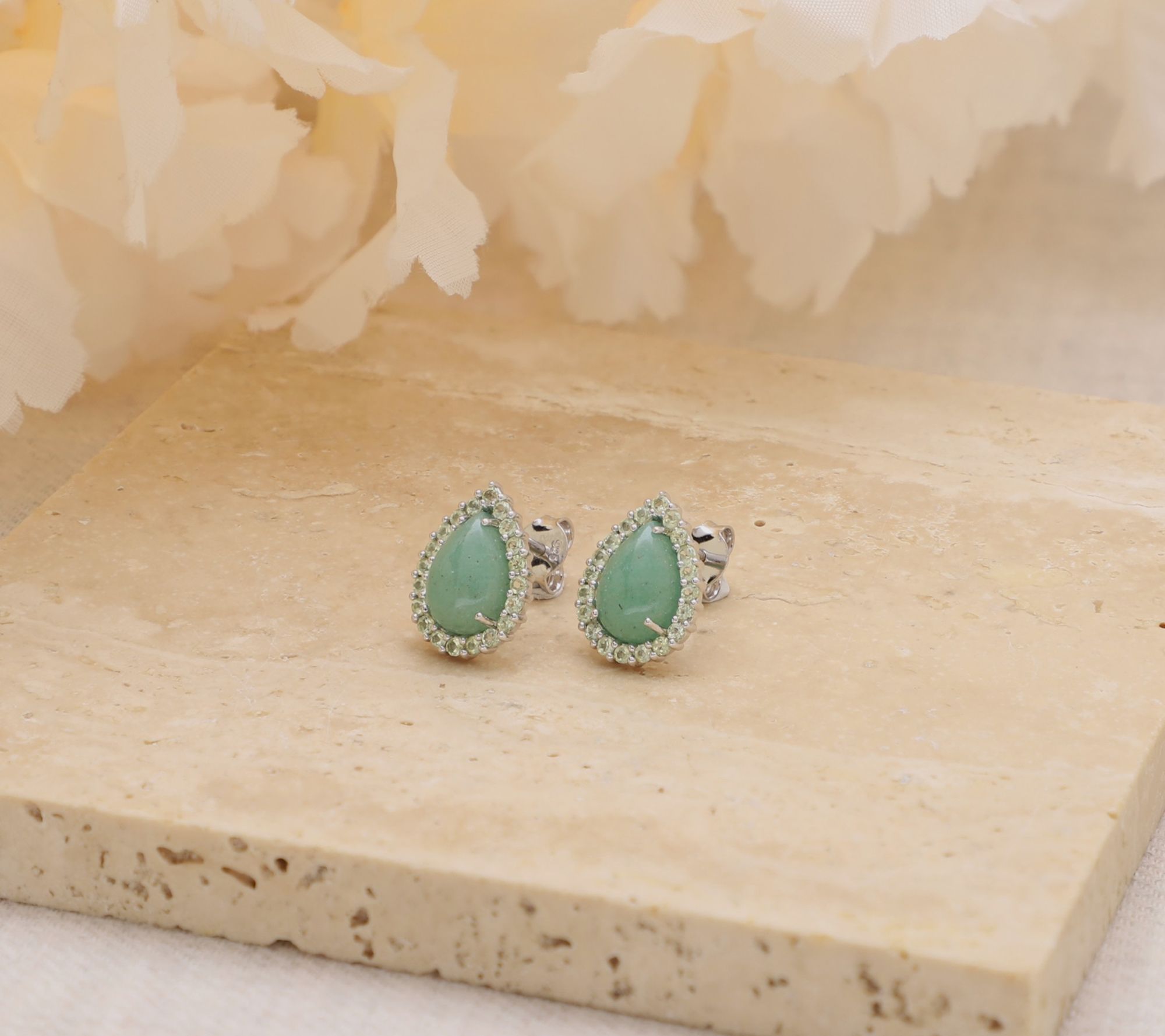 Ariva Sterling Silver Aventurine & Peridot Delphine Earrings