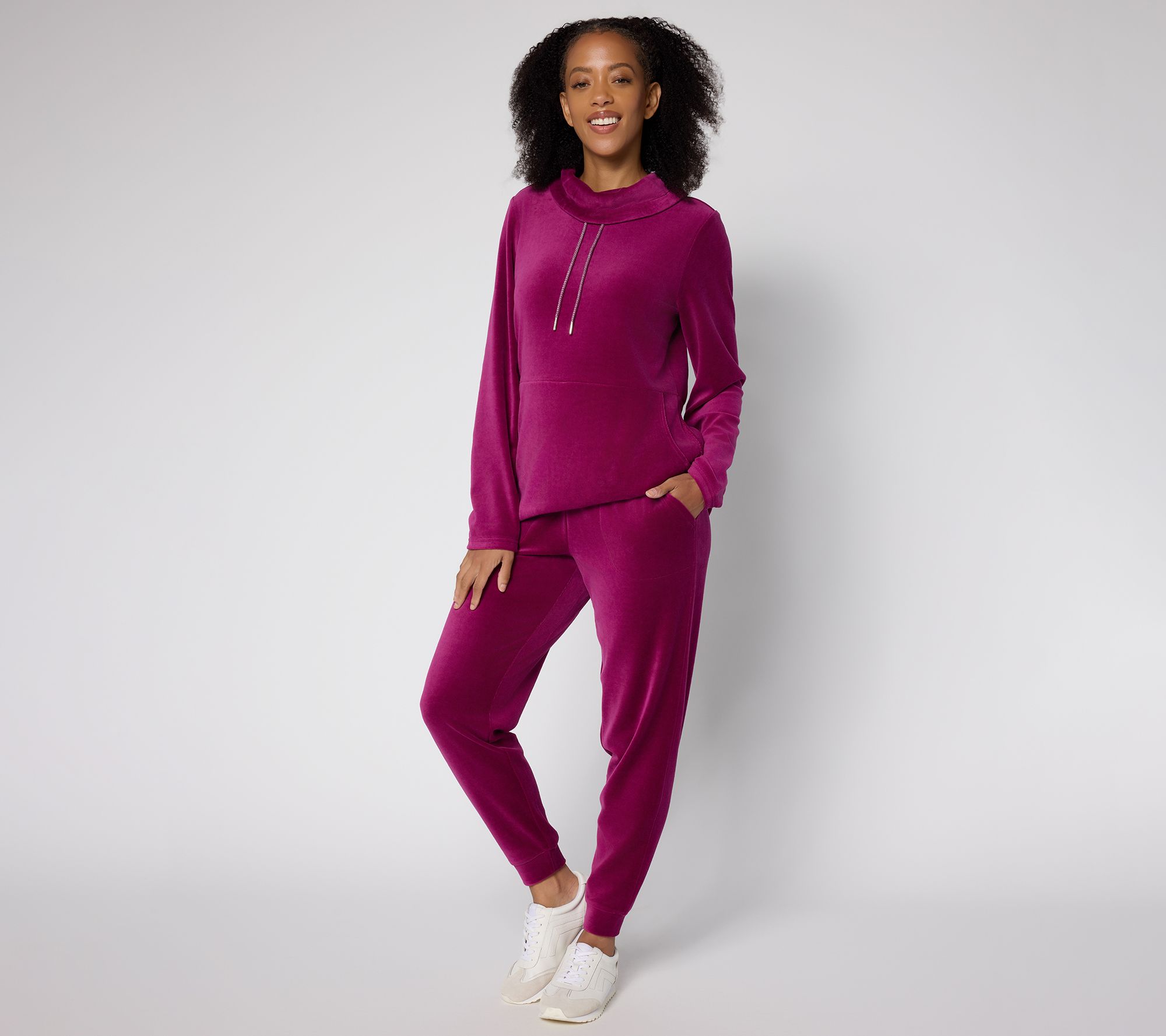 Denim & Co. Active Regular Velour_Ankle Joggers