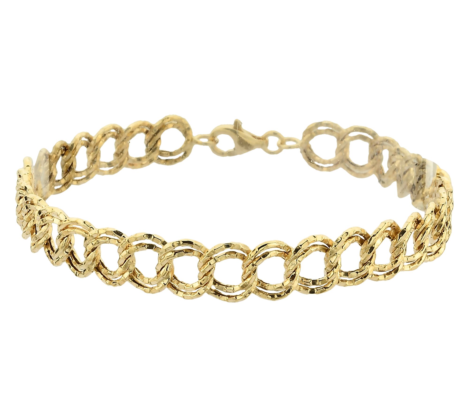 Adorna 14K Gold Textured Double Oval Link Bracelet