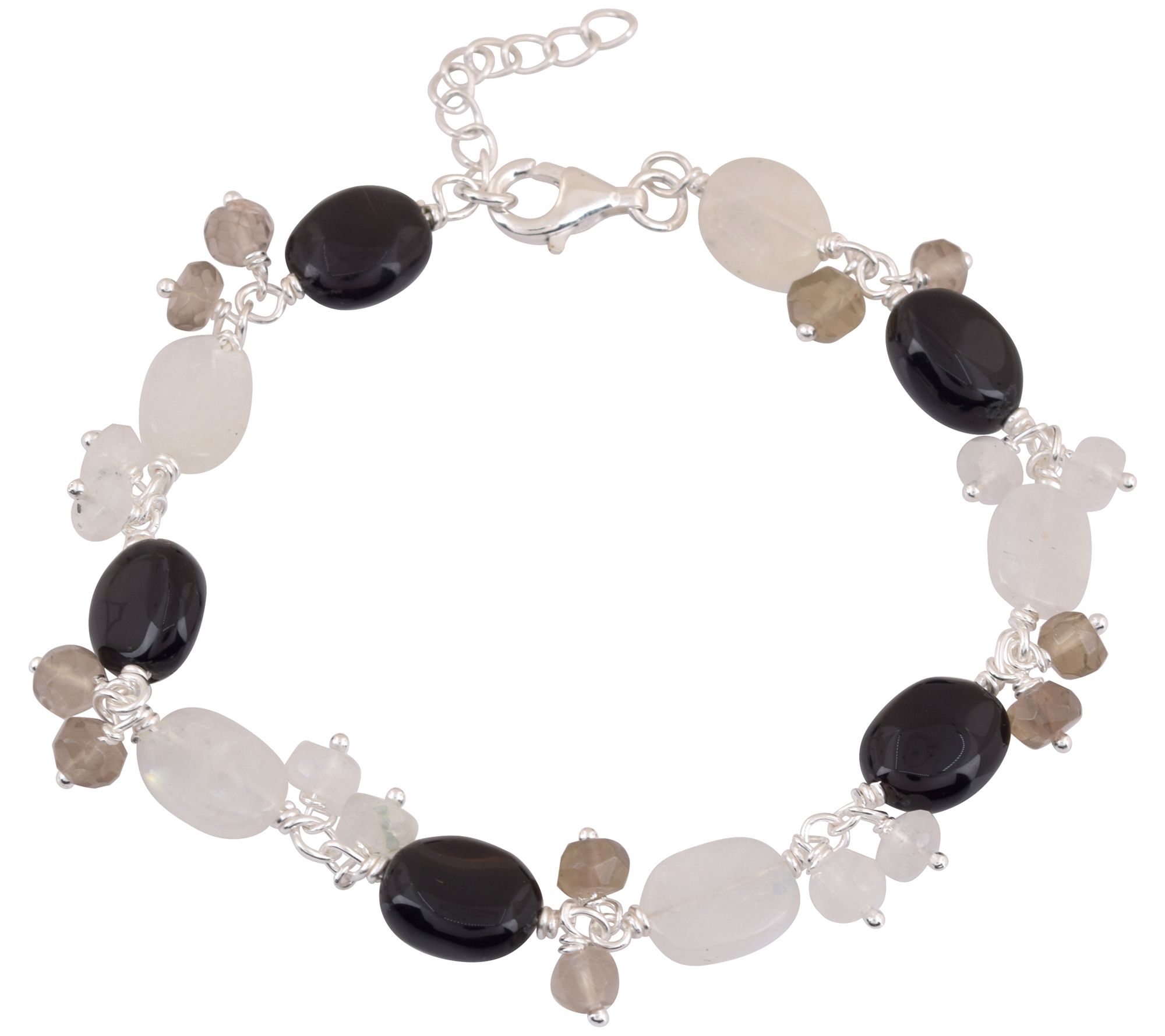 Sterling Silver Multi-Gemstone Beaded Bracelet