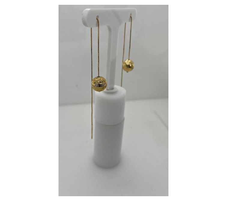 Alkeme 14K Gold Faceted Orb Threader Earrings