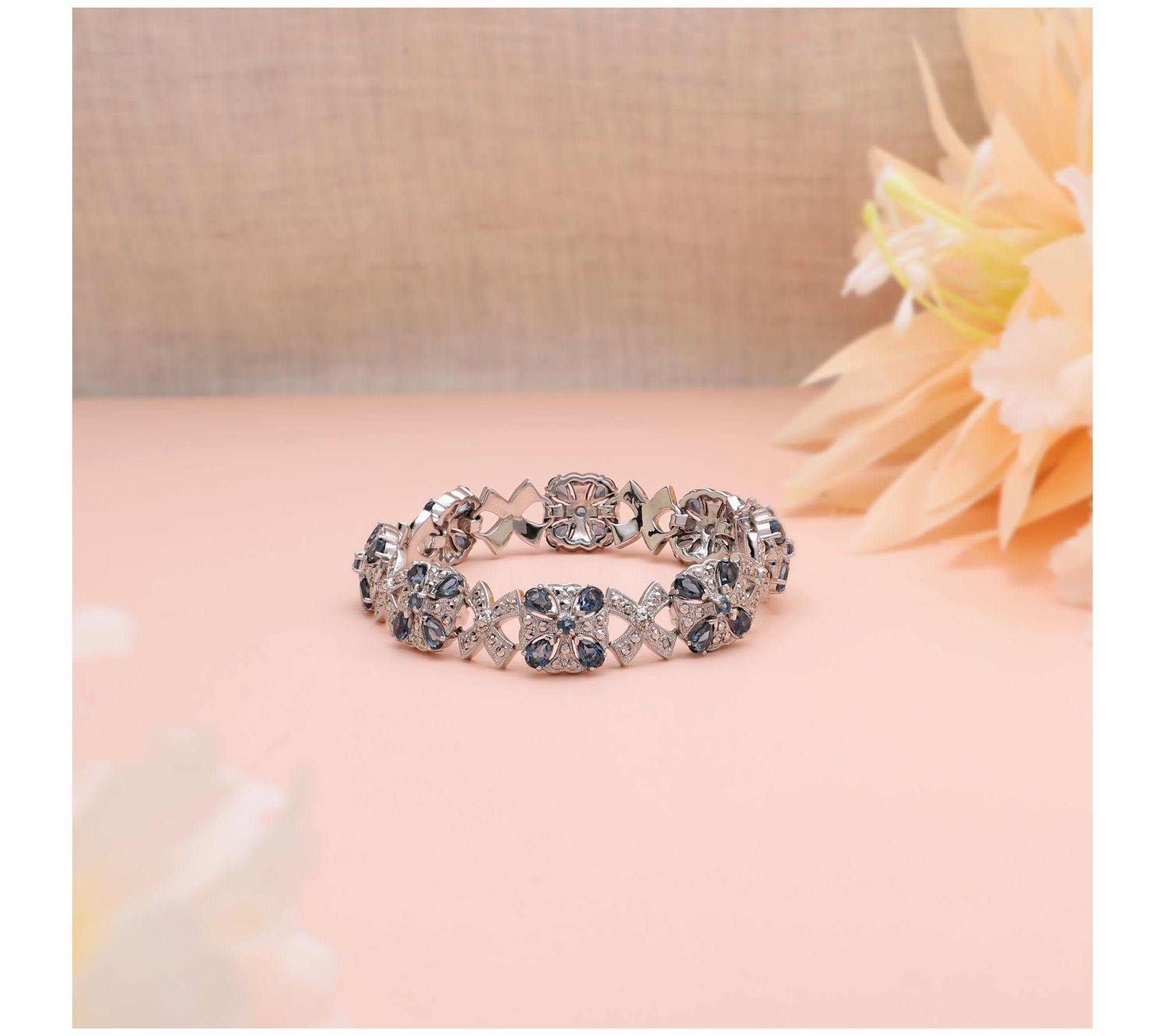 Dallas Prince Sterling Topaz & Chrome MarcasiteBracelet