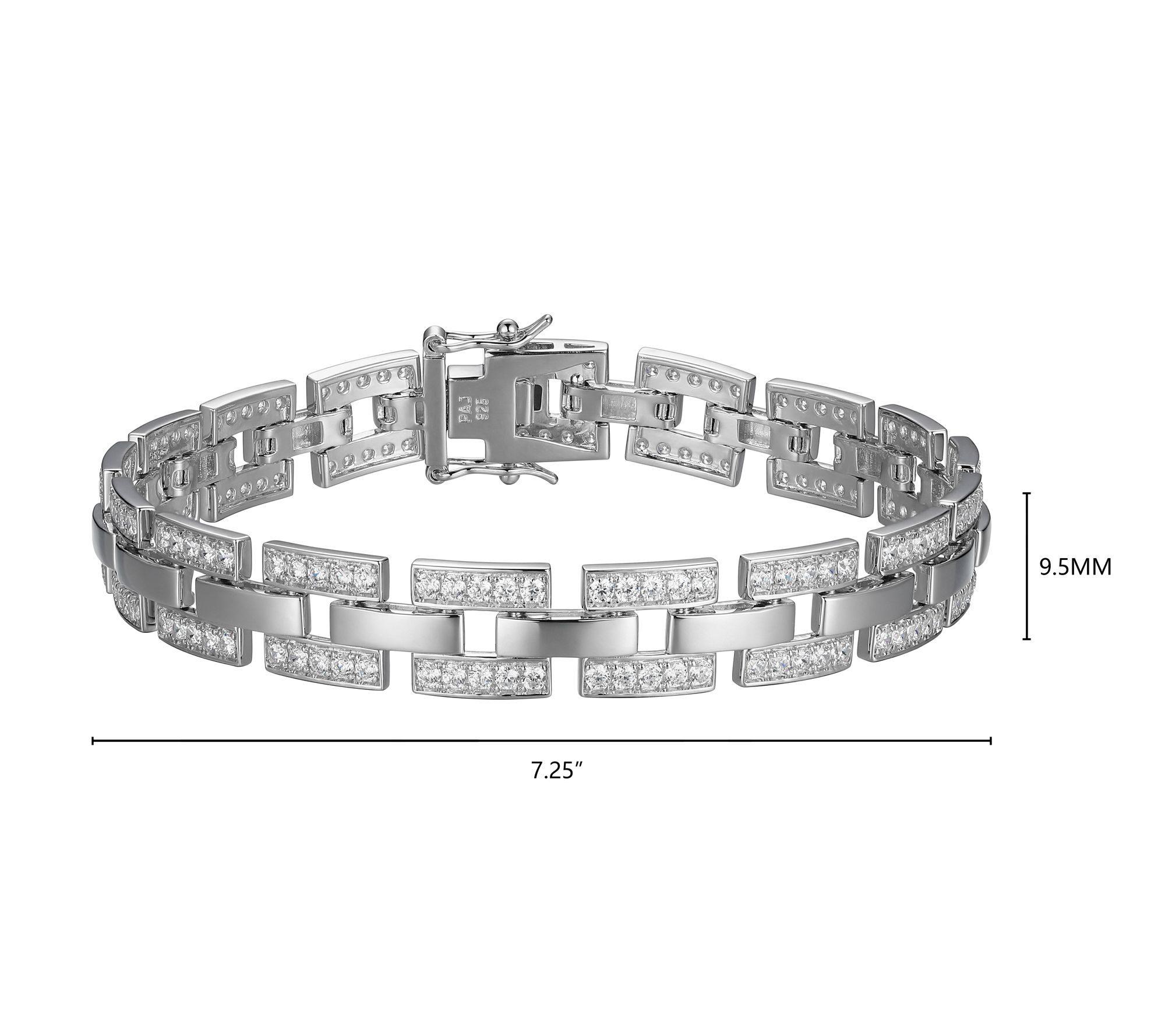 Diamonique Men's Pave Jewelry Link Bracelet, Sterling Silver