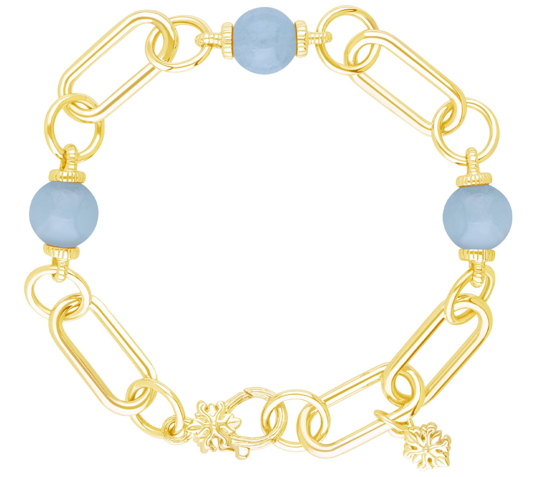 Ariva Silver 18K Clad Paperclip Gemstone Station Bracelet