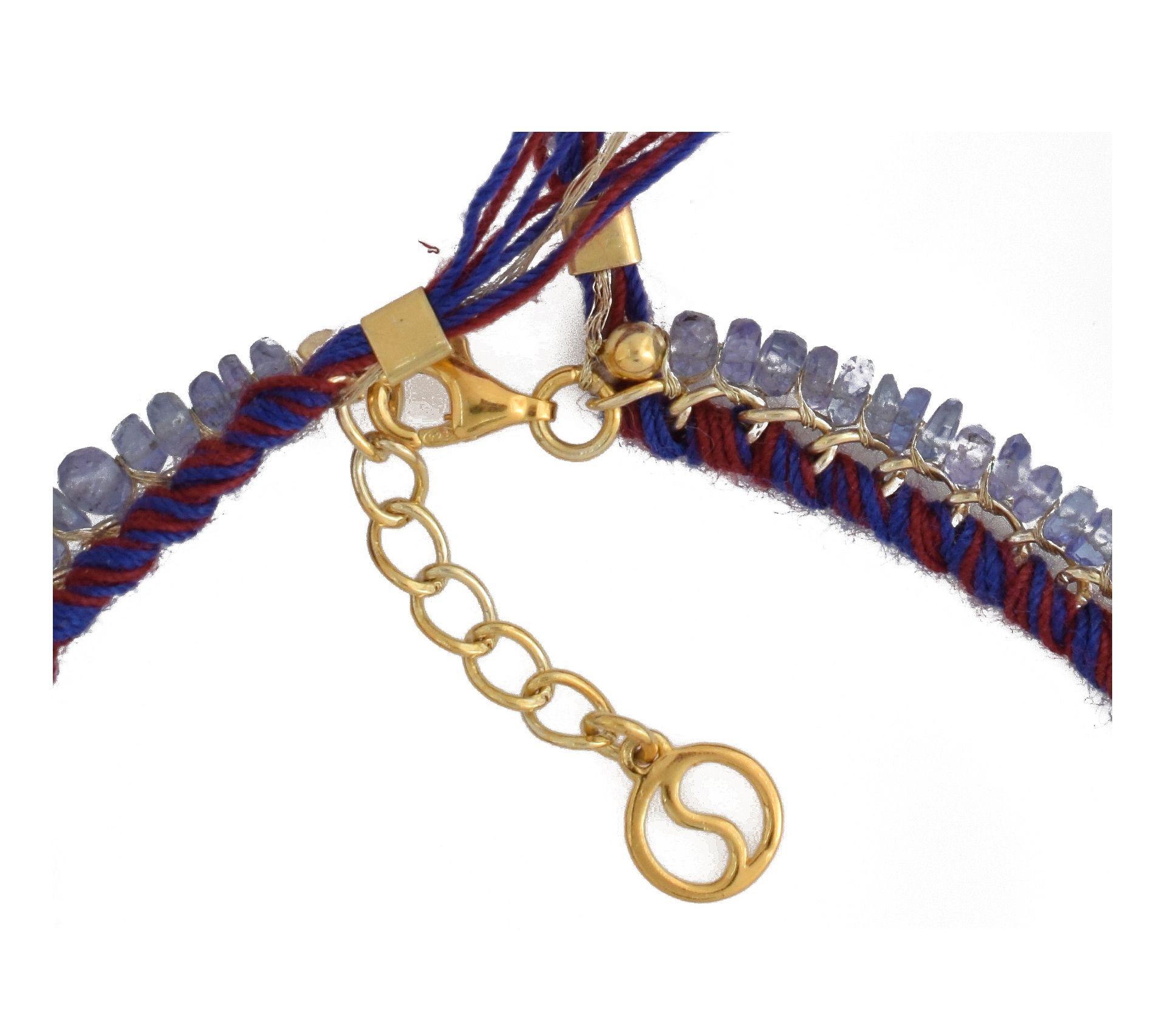 14K Gold Plated Tanzanite & Hematite Beaded Bracelet