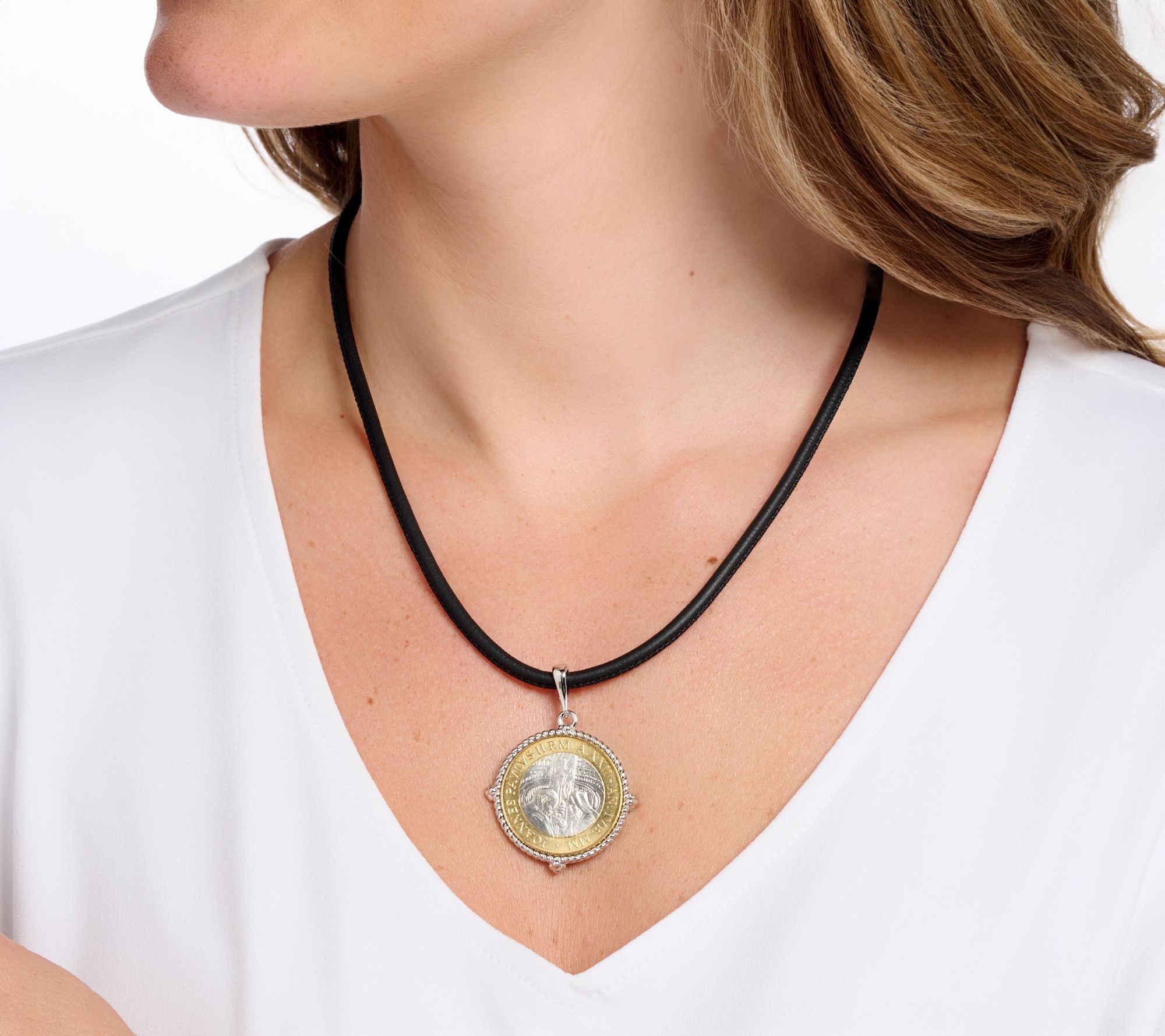 David Markstein Sterling Silver Genuine Vatican Lira Coin Necklace