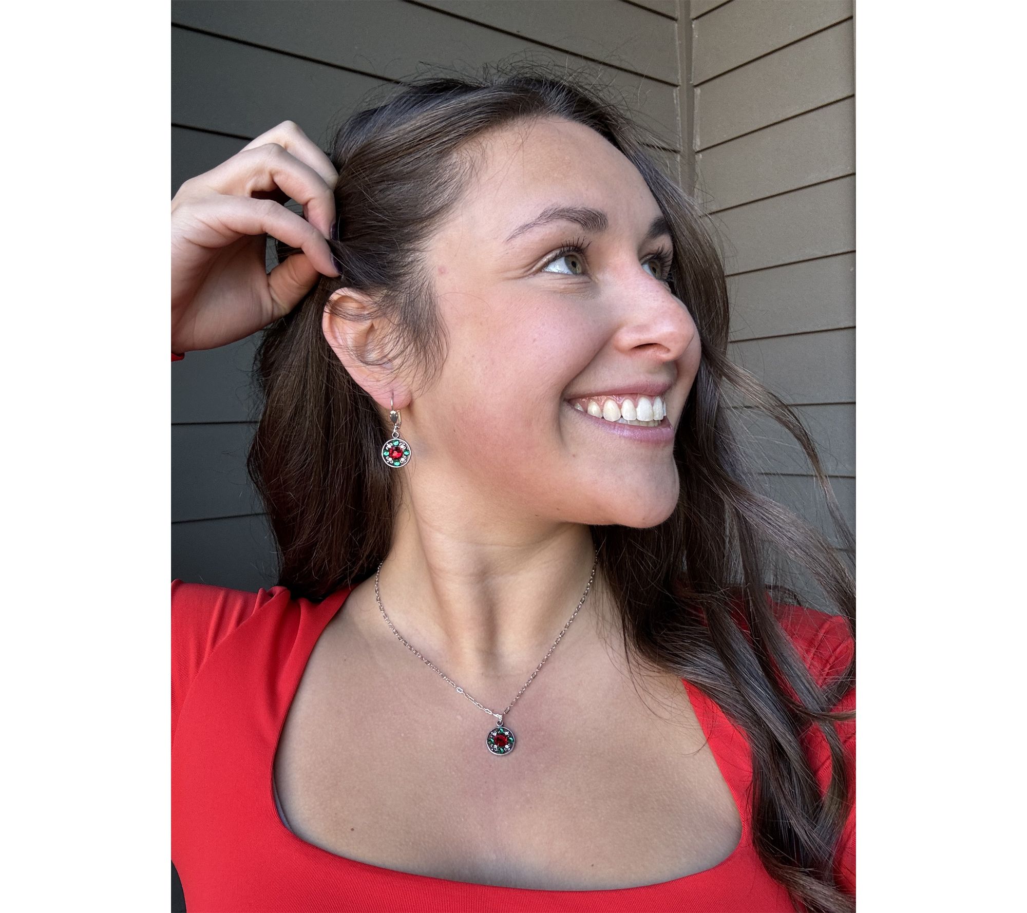 Anne Koplik Crystal Filigree Holiday Drop Earrings