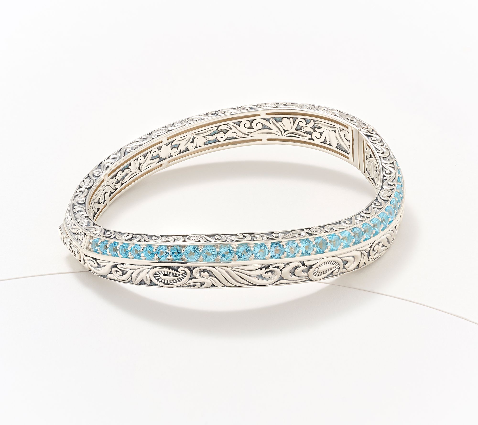 Third Person Sterling Silver Pave Gemstone Bangle Bracelet