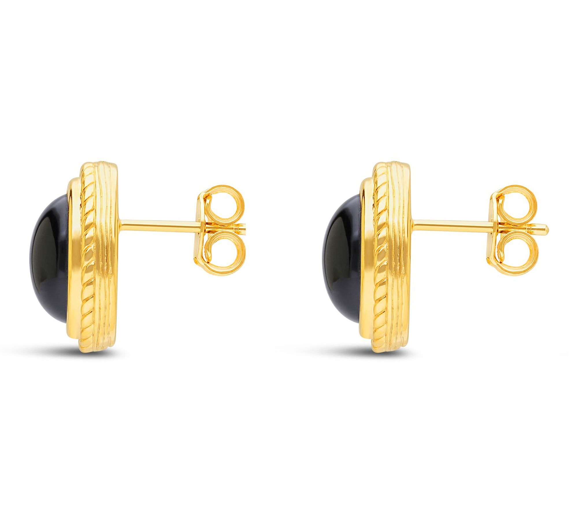 Ariva Sterling Silver Arden Oval Onyx Button Earrings