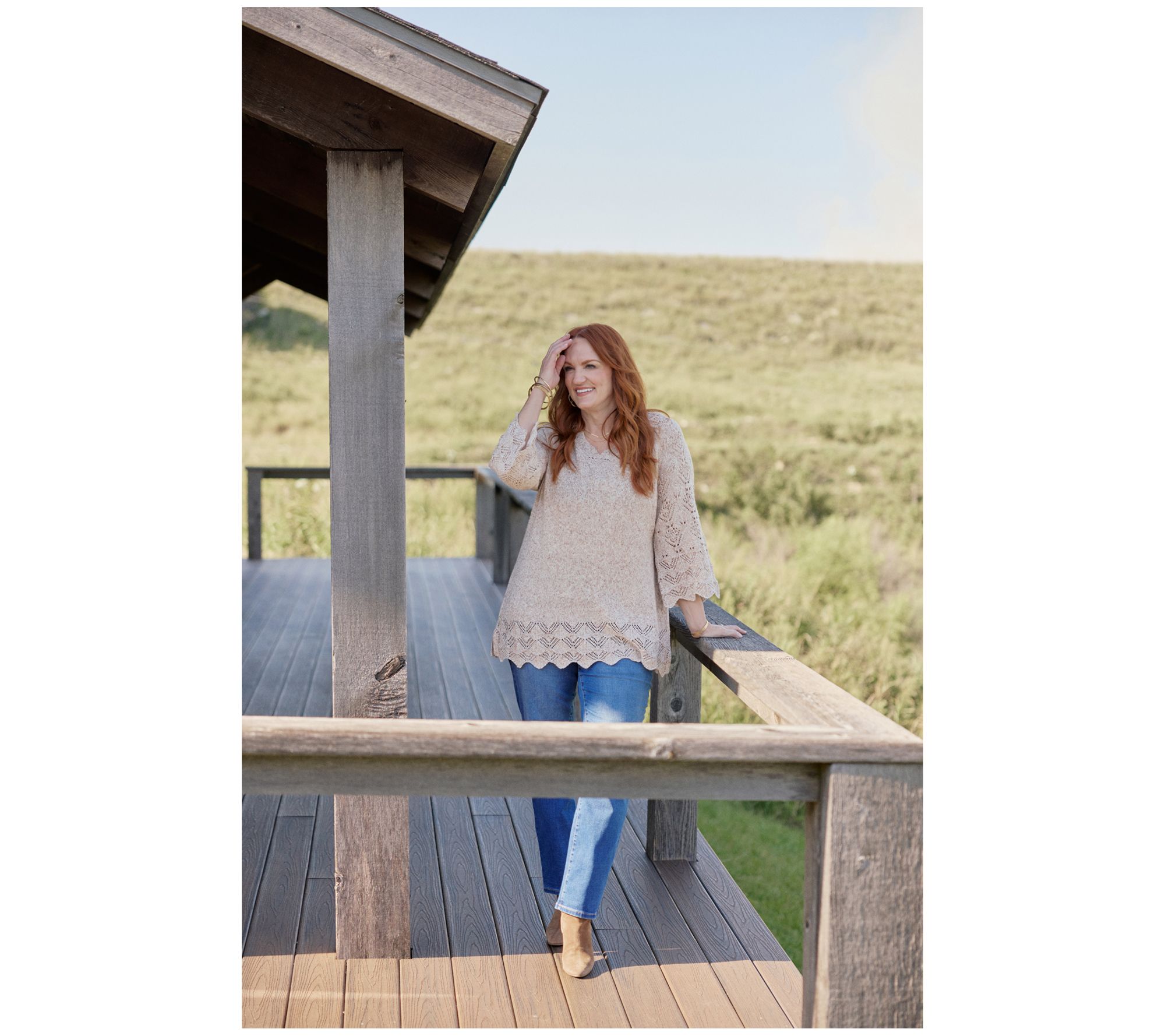 Ree by The Pioneer Woman Regular Pointelle Marled Sweater