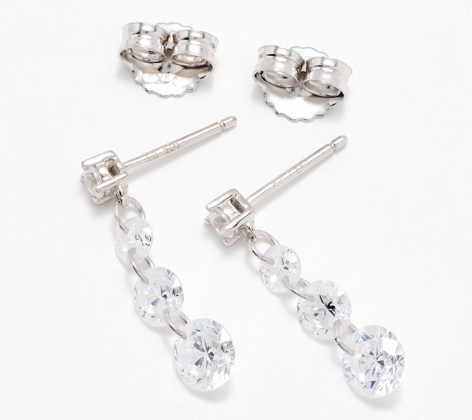 Diamonique x Jennifer Miller 4-Stone Floating Linear Earrings, Sterl
