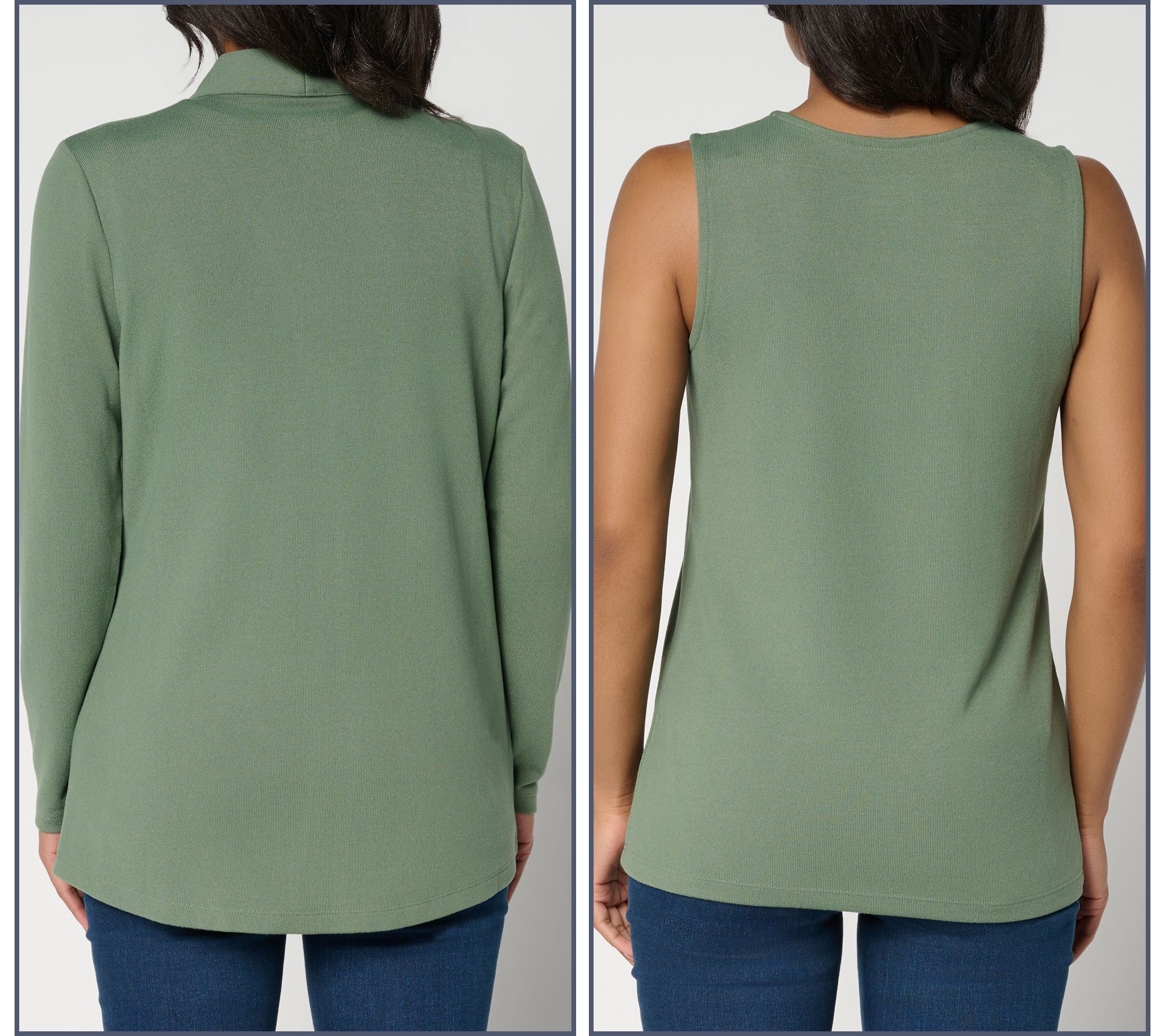 Denim & Co. Essentials Heavenly Jersey Cardigan/Tank Twin Set