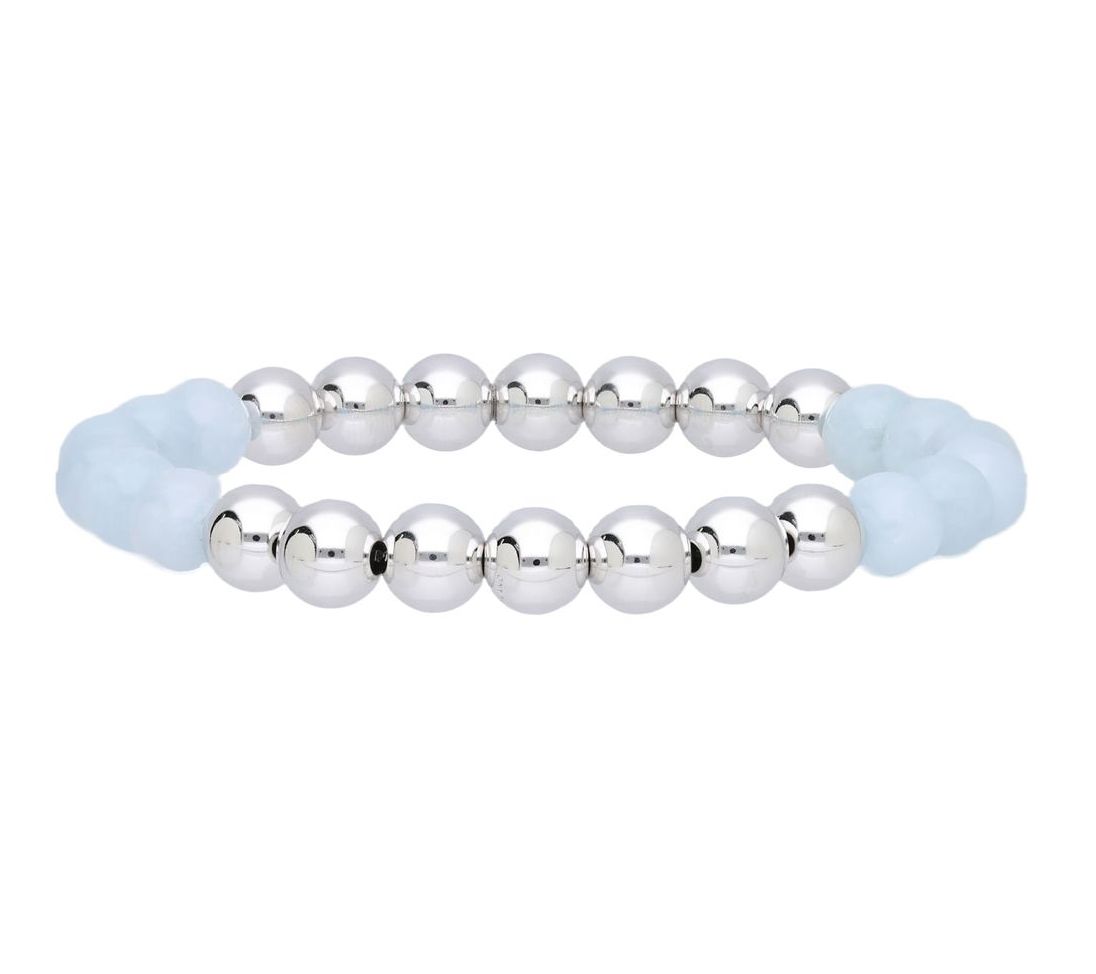 Elyse Ryan Sterling Silver & Milky Aqua Bead Bracelet