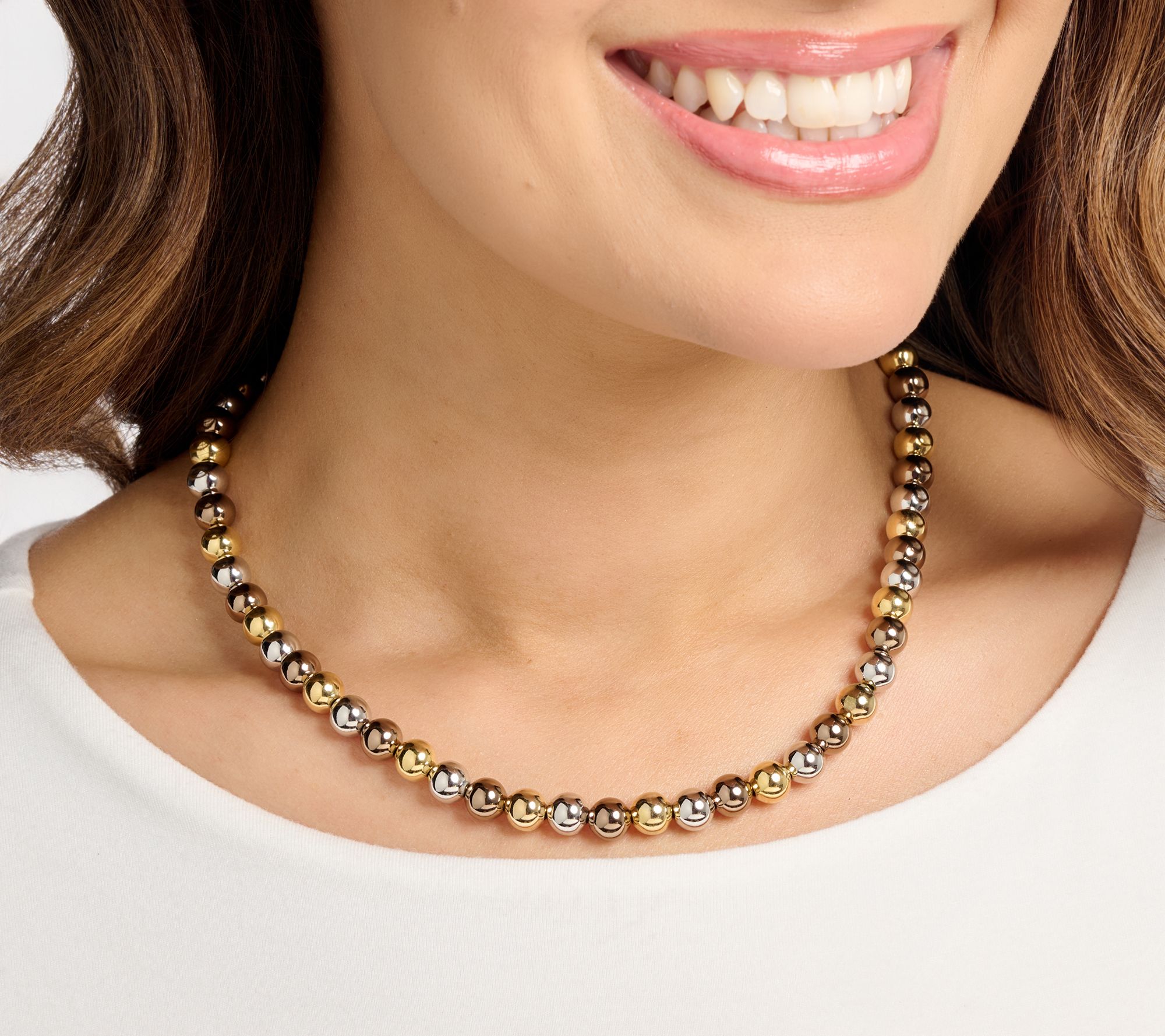 David Markstein Bronze Polished 8mm Bead Magnetic Necklace