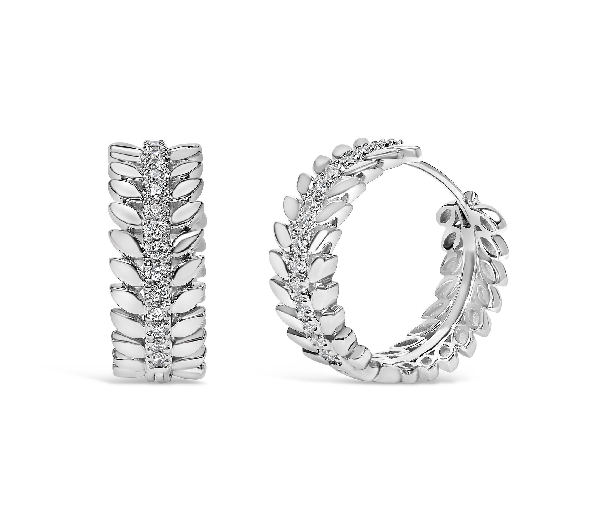 Haus of Brilliance Lab-Grown Diamond Leafy Hoop Earrings, 14K