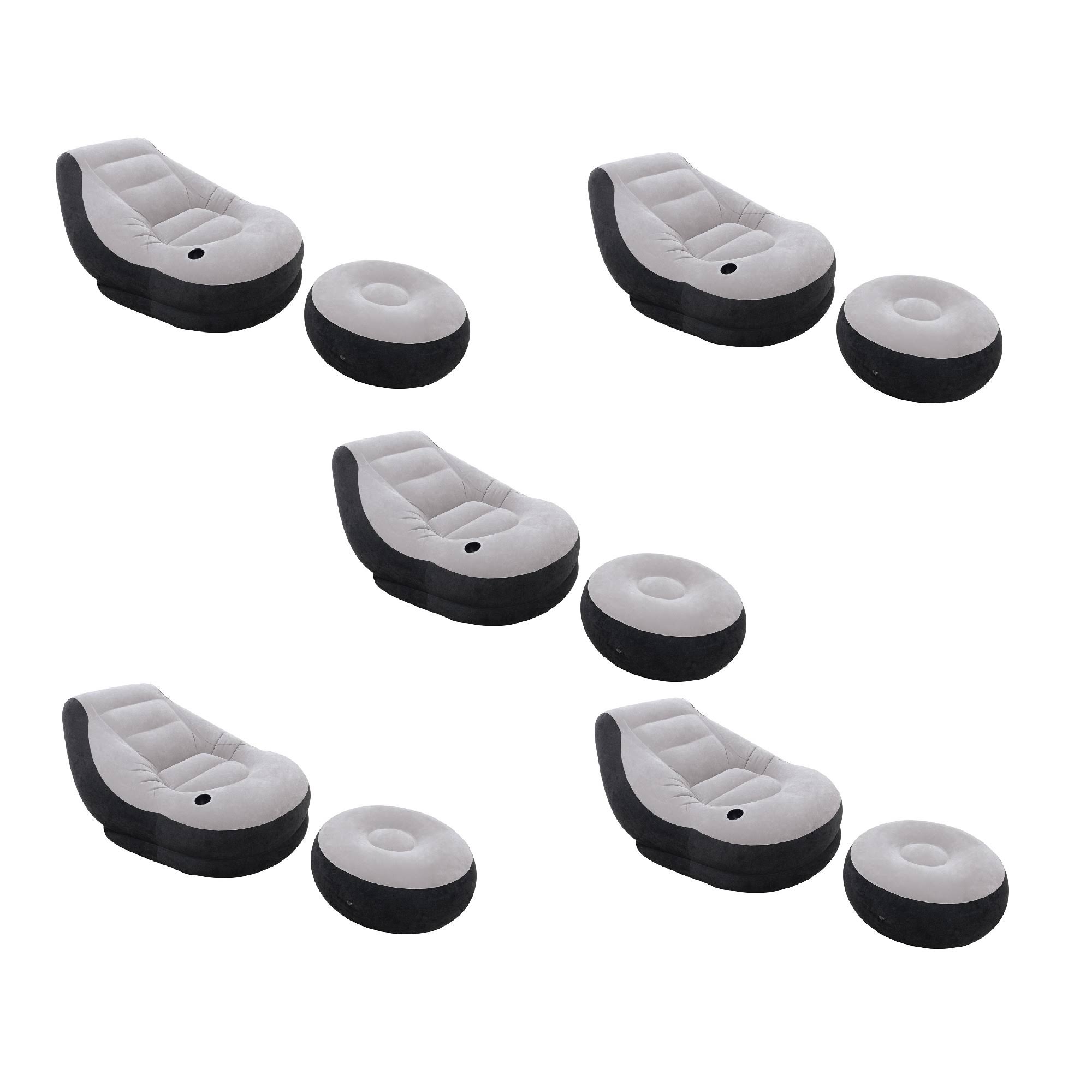 Intex Iatable Ultra Lounge Chair with Cup Holder & Ottoman Set, Gray (5 Pack) at VMInnovations