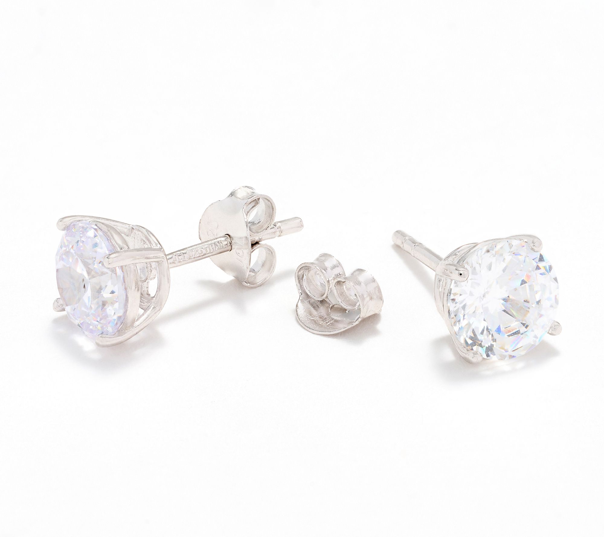 Diamonique Classics Set of 4 100 Facet Stud Earrings, Sterl