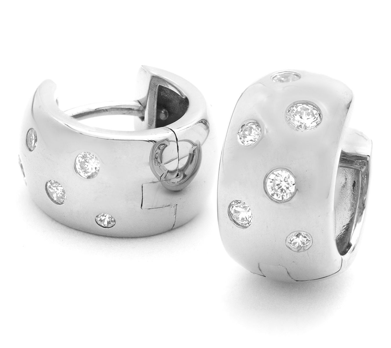 Diamonique Classic Huggie Hoop Earrings, Sterling Silver