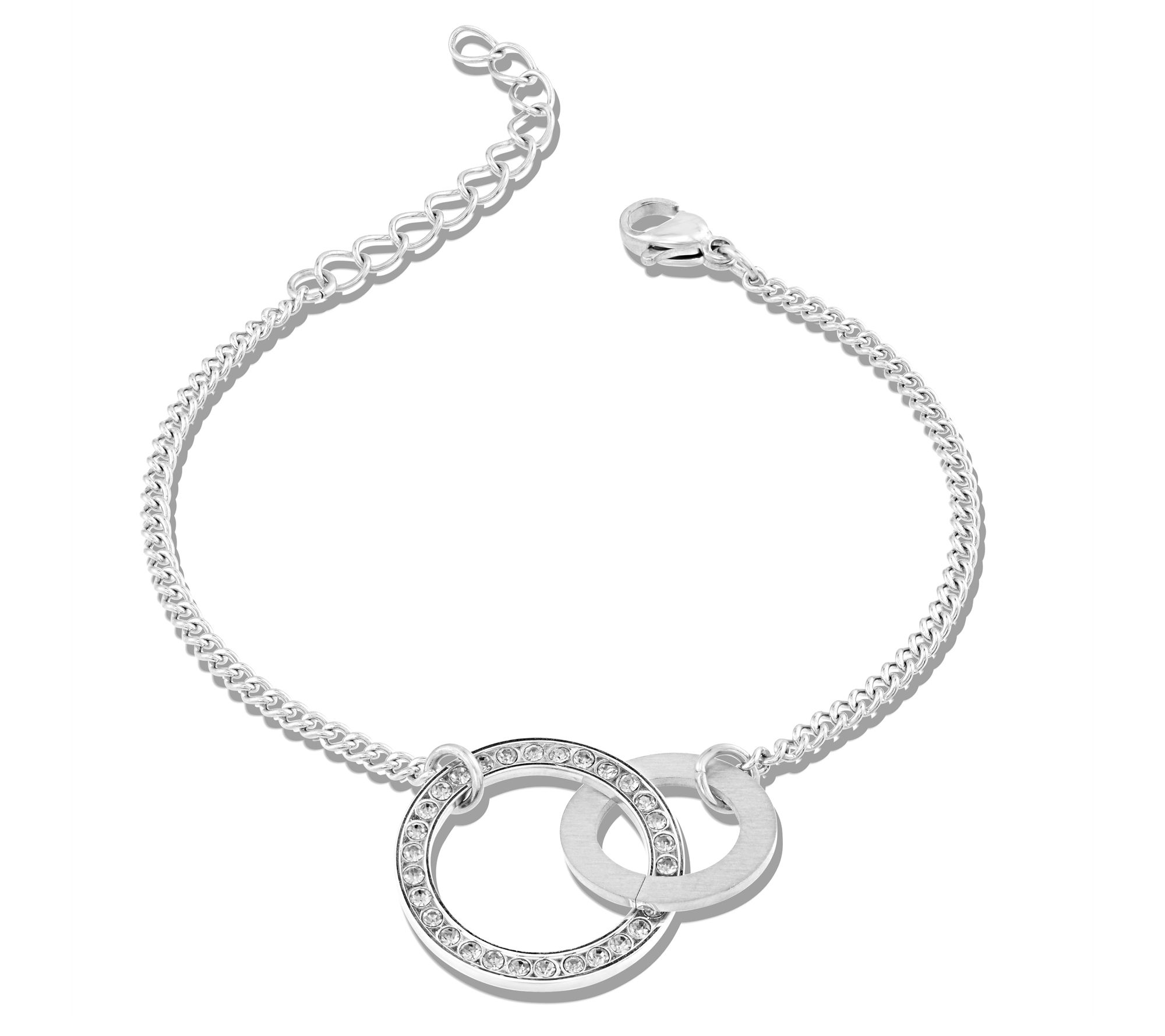 Steel by Design Open Circle Crystal AdjustableBracelet