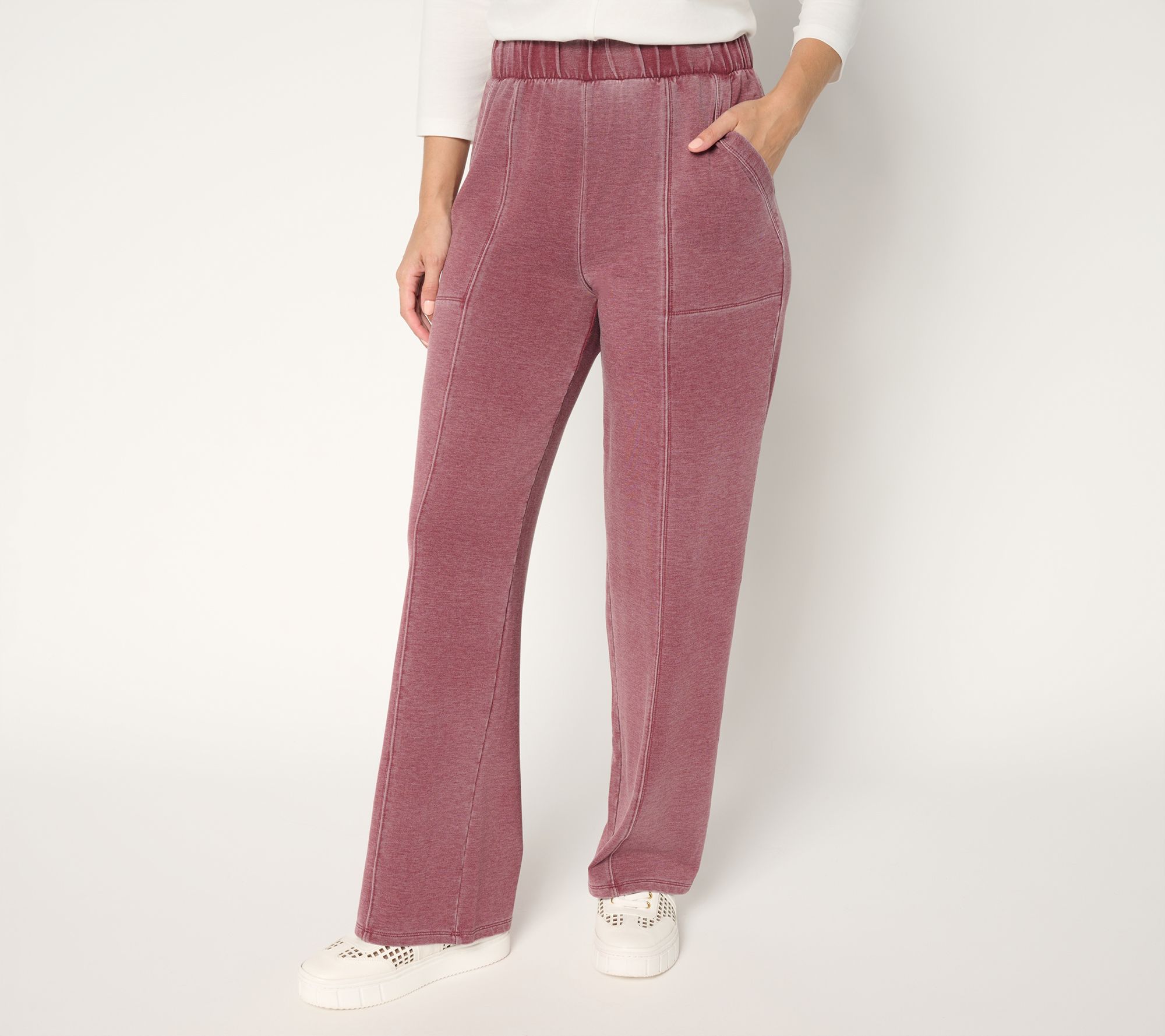 LOGO by Lori Goldstein Petite Full Length Pull On Knit Pants