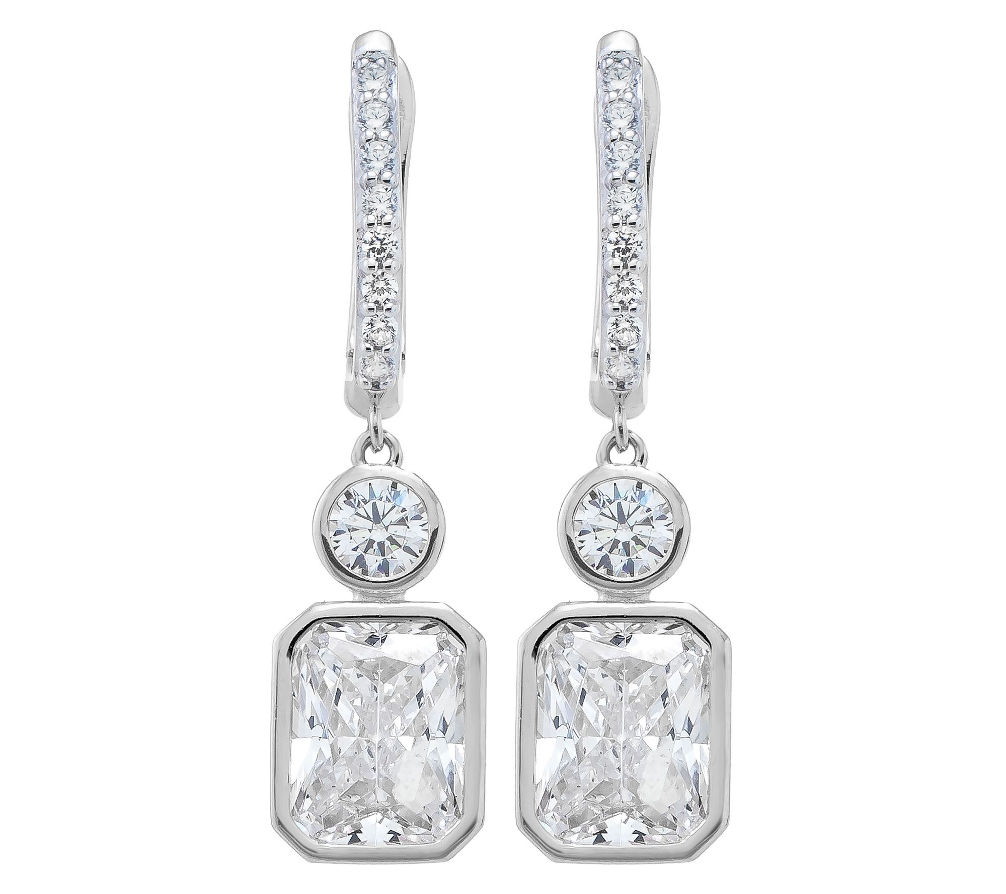 Diamonique x Jennifer Miller Asscher Dangle Earrings, Sterling