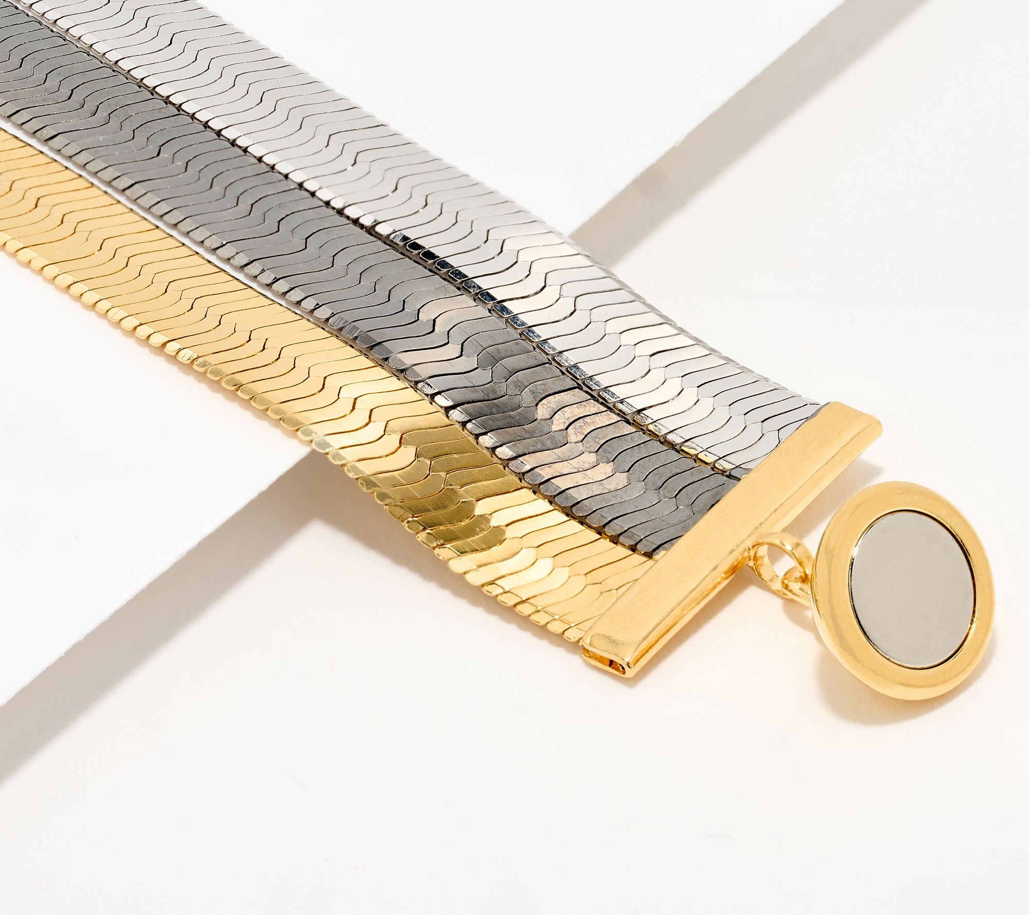 David Markstein Bronze 3-Row Flexible Herringbone Bracelet