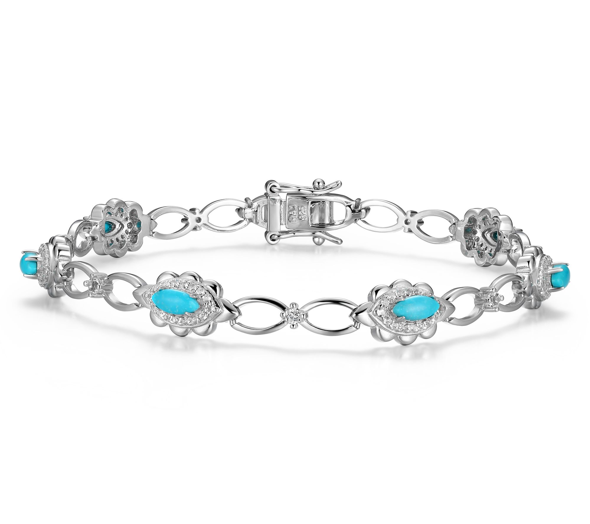 Affinity Gems Turquoise & White Topaz Bracelet,Sterling