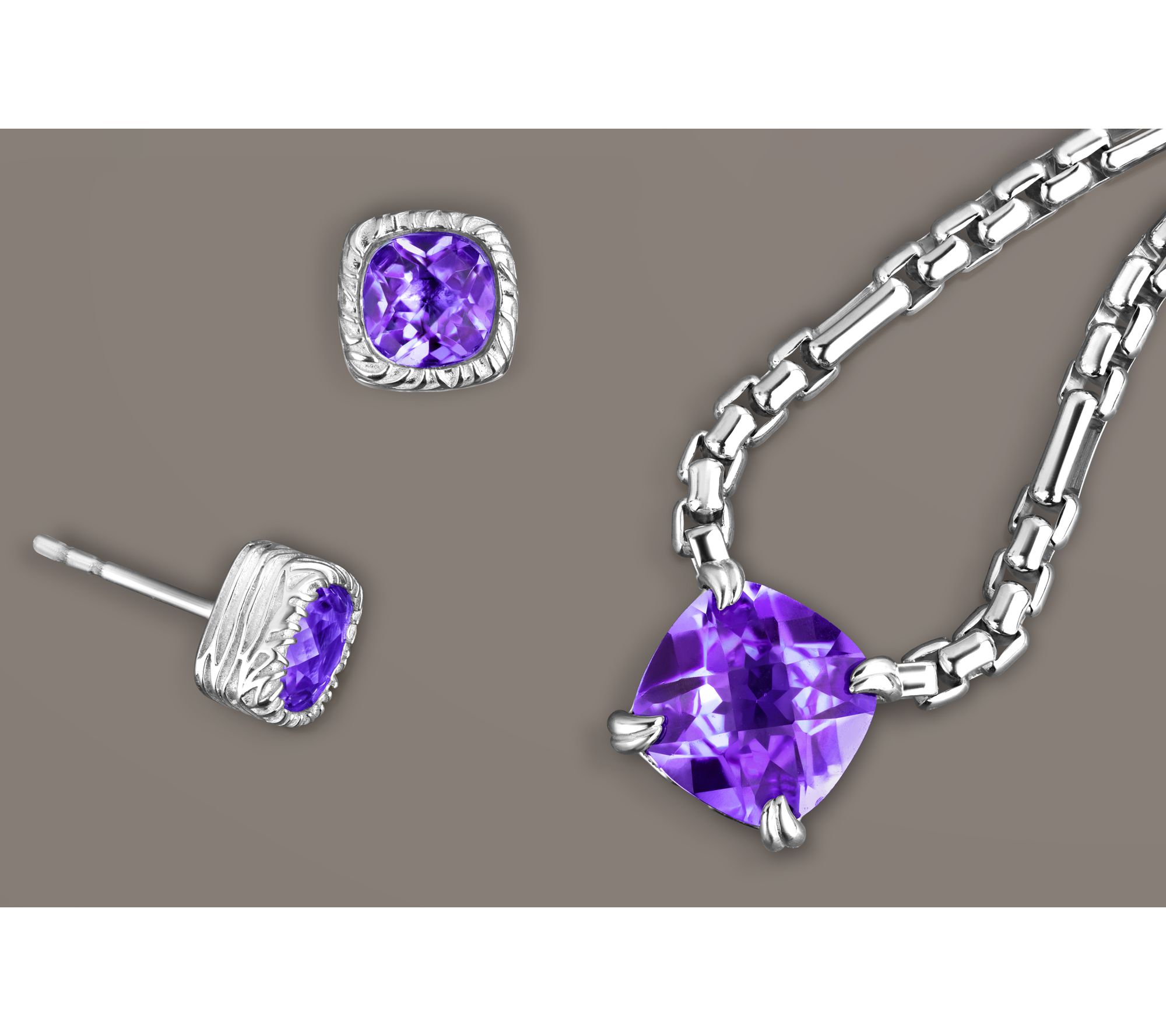 Christian James by Scott Grimes Sterling Cushion Cut Earrings