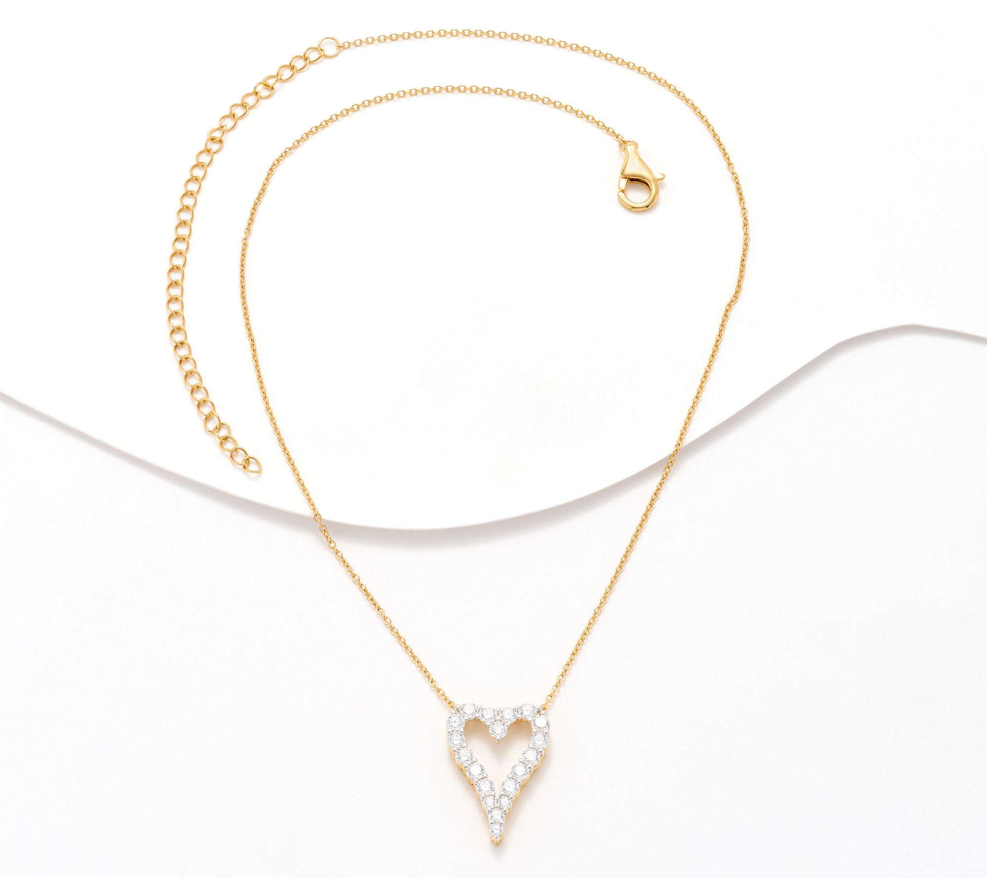 Diamonique x Jennifer Miller Signature Open Heart Necklace, Sterling Silver