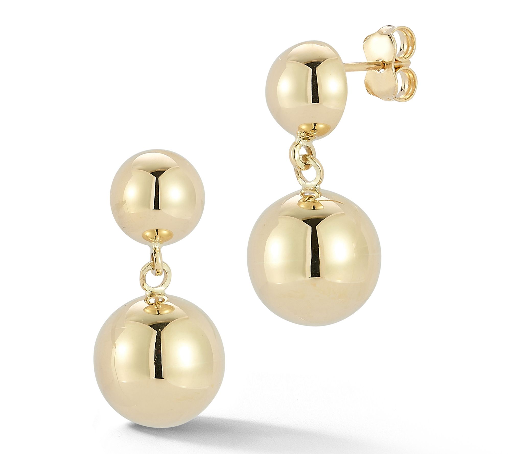 Luminosa Gold Polished Ball Drop Earrings, 14K