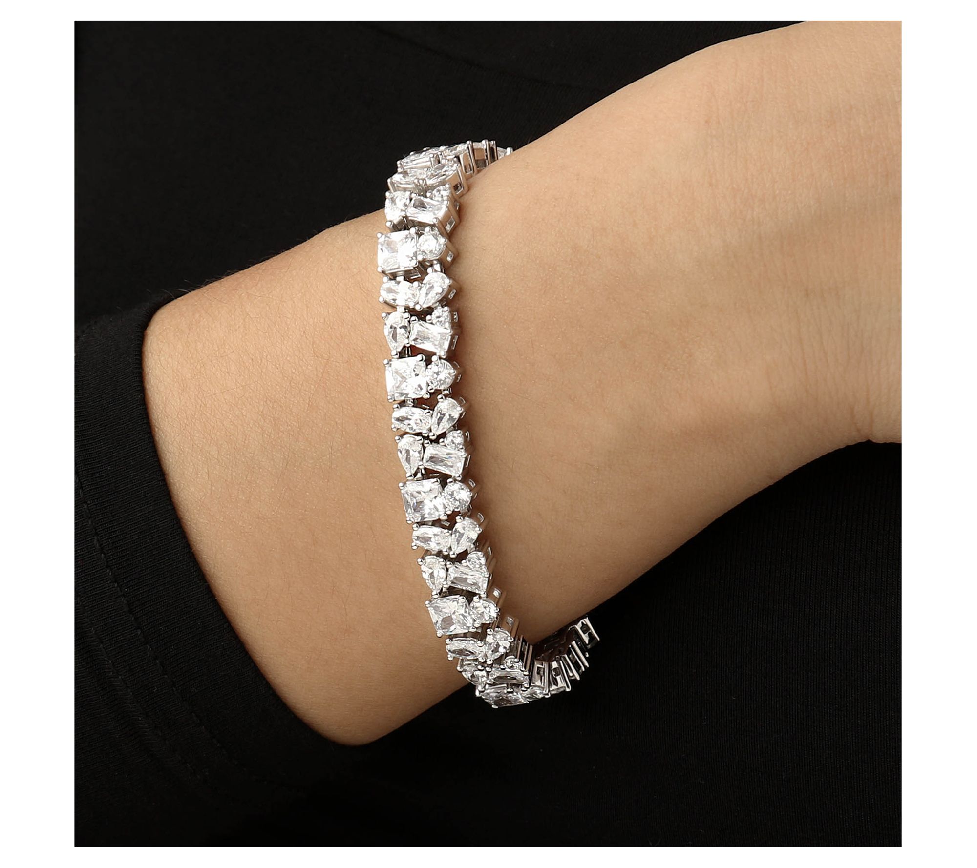Diamonique 20.75 cttw Statement Bracelet, Sterling Silver