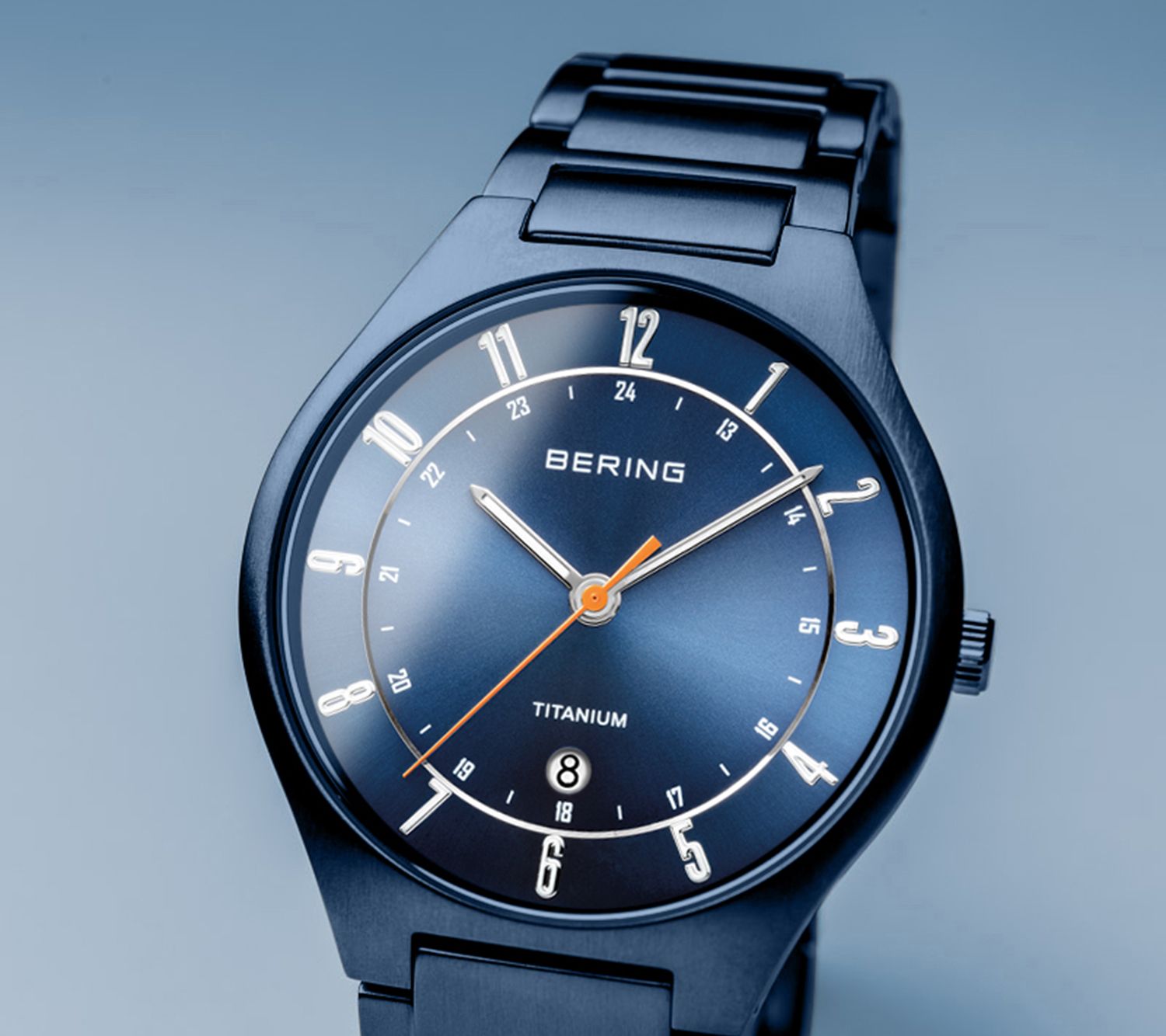 Bering Men's Titanium Blue Dial Bracelet Watch