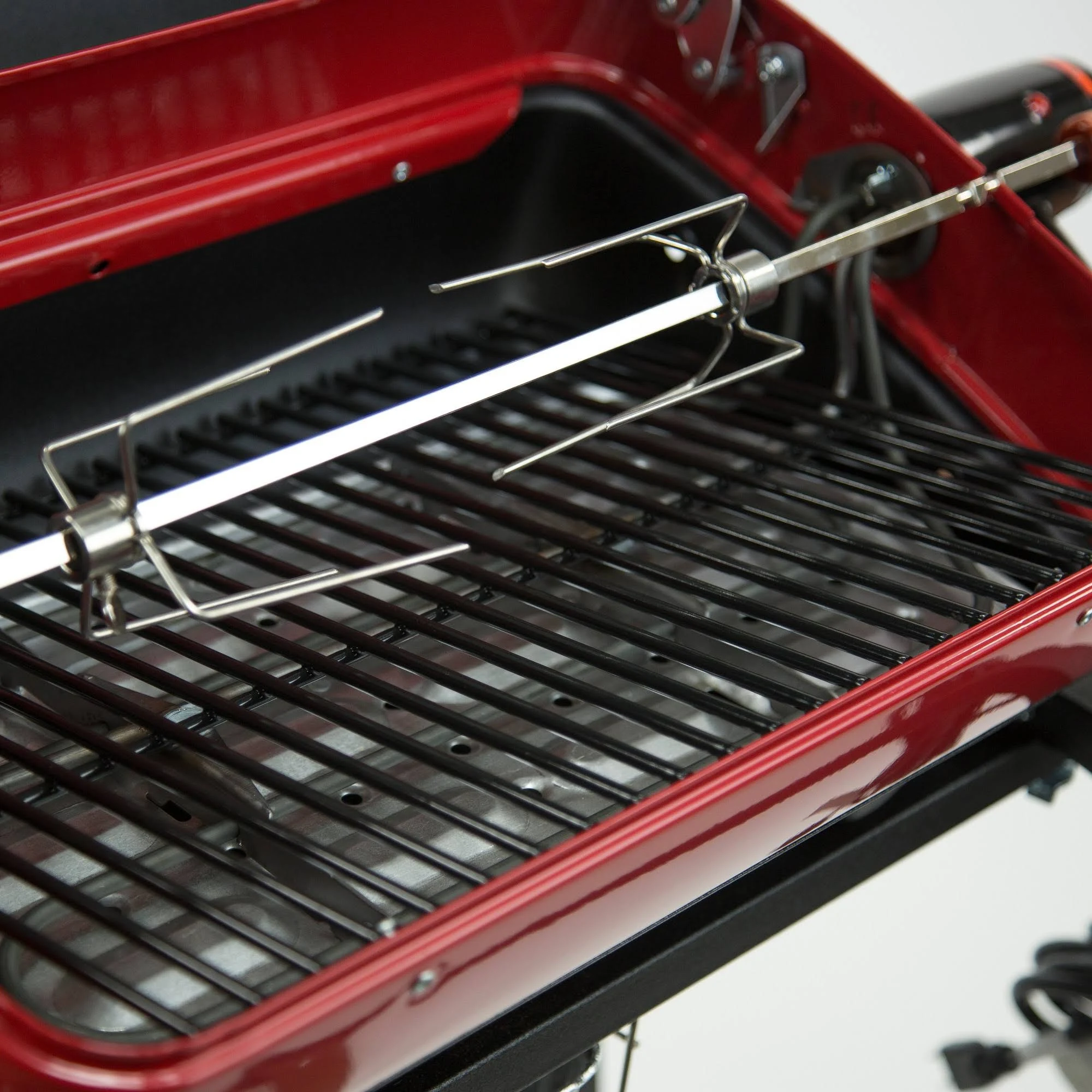 Americana Electric Cart Rotisserie Grill with Side Tables and Shelf