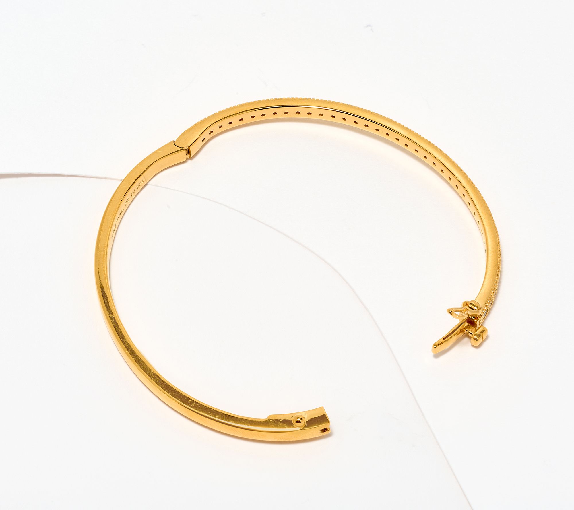 Diamonique Pave Hinged Bangle Bracelet, Sterling Silver